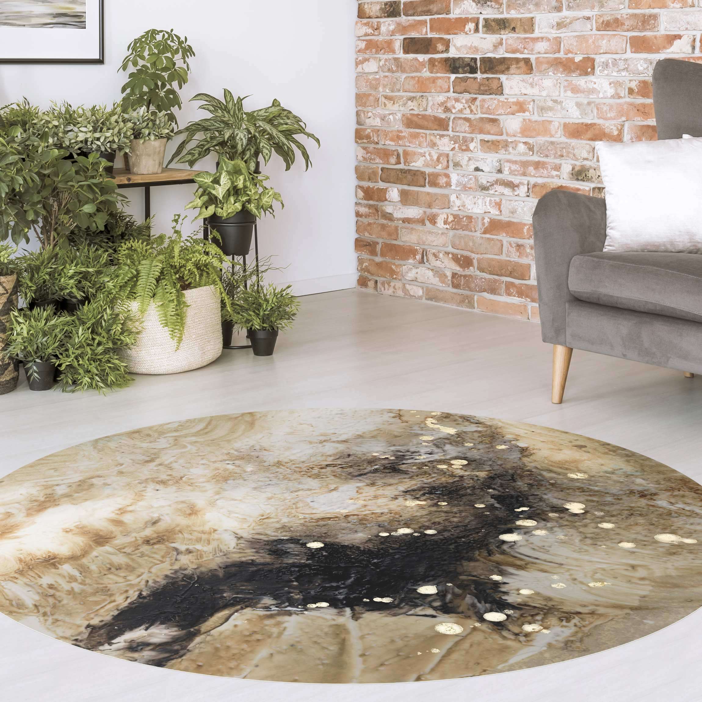 Runder Vinyl-Teppich Goldener Treibsand I