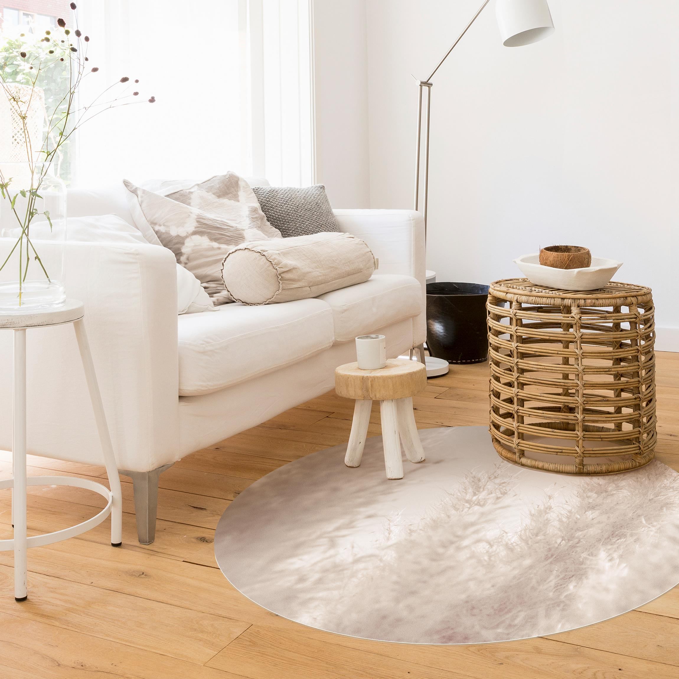 Runder Vinyl-Teppich Goldenes Pampasgras Close Up