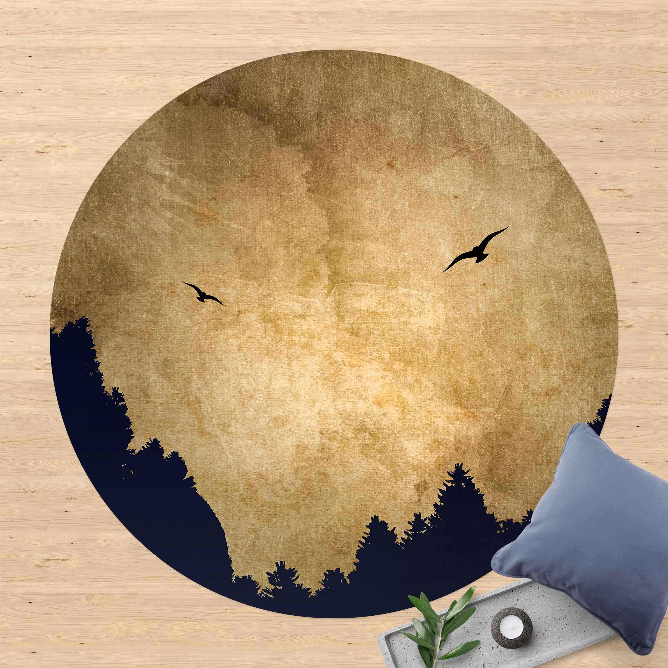 Runder Vinyl-Teppich Goldmond im Wald