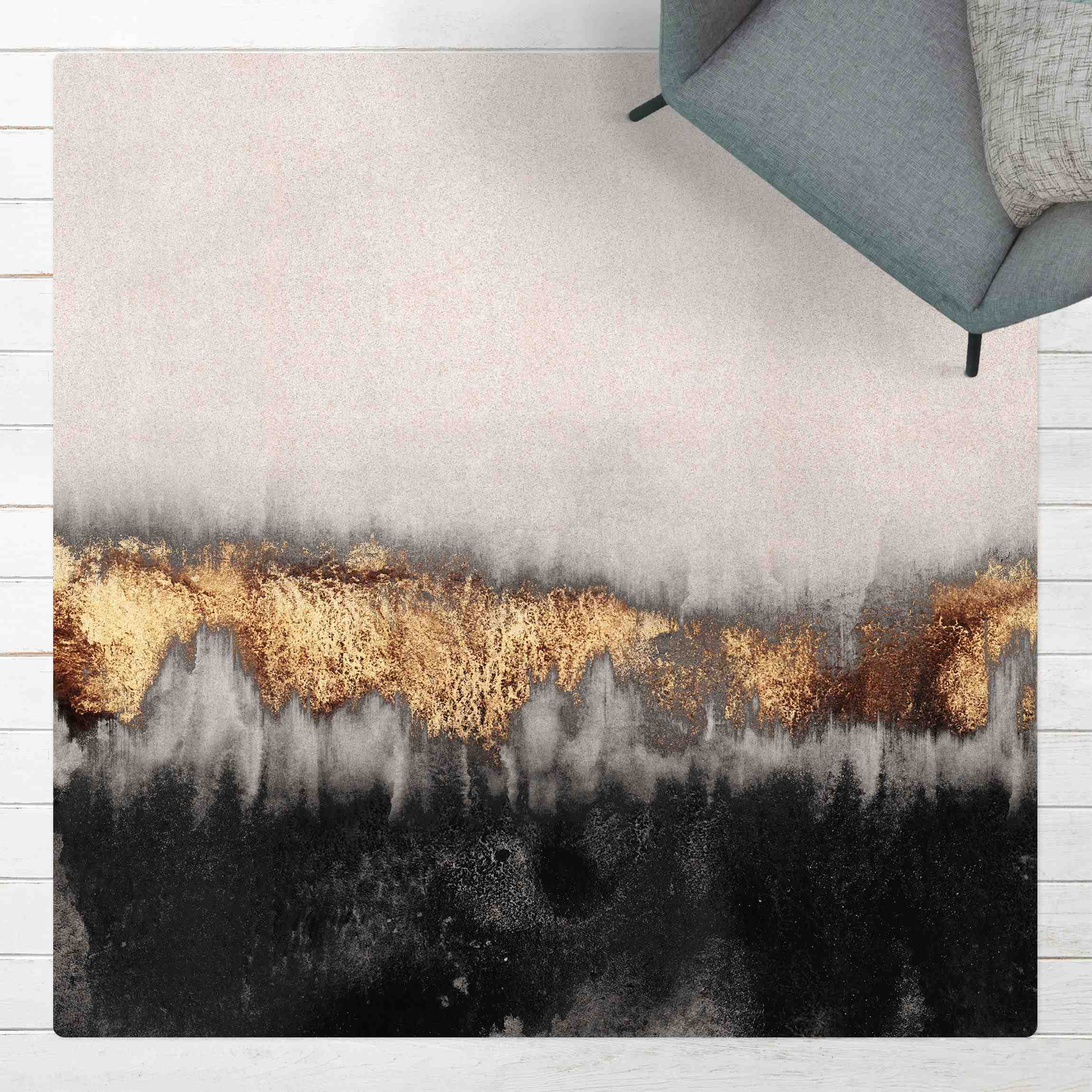 Kork-Teppich Goldspuren in Aquarell
