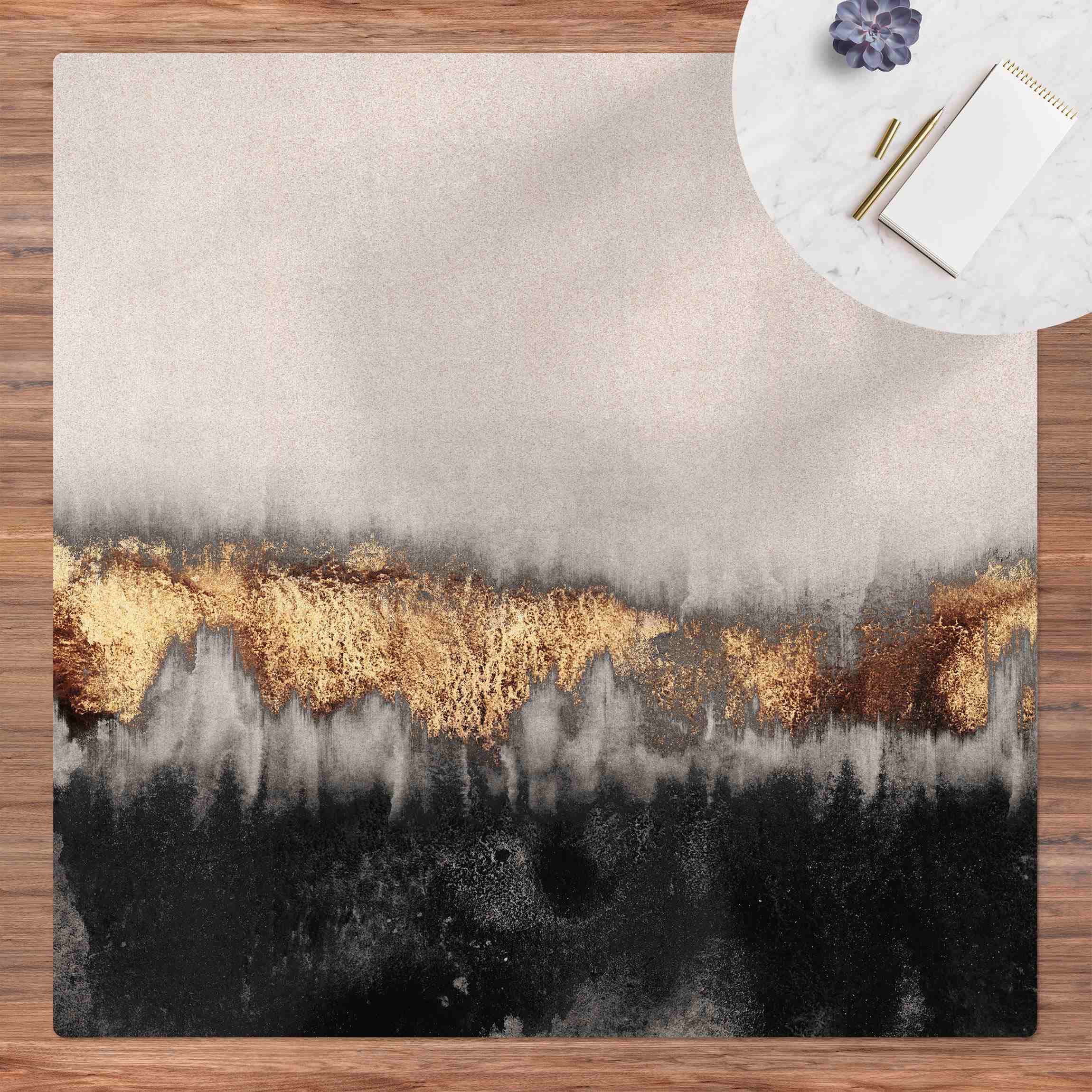 Kork-Teppich Goldspuren in Aquarell