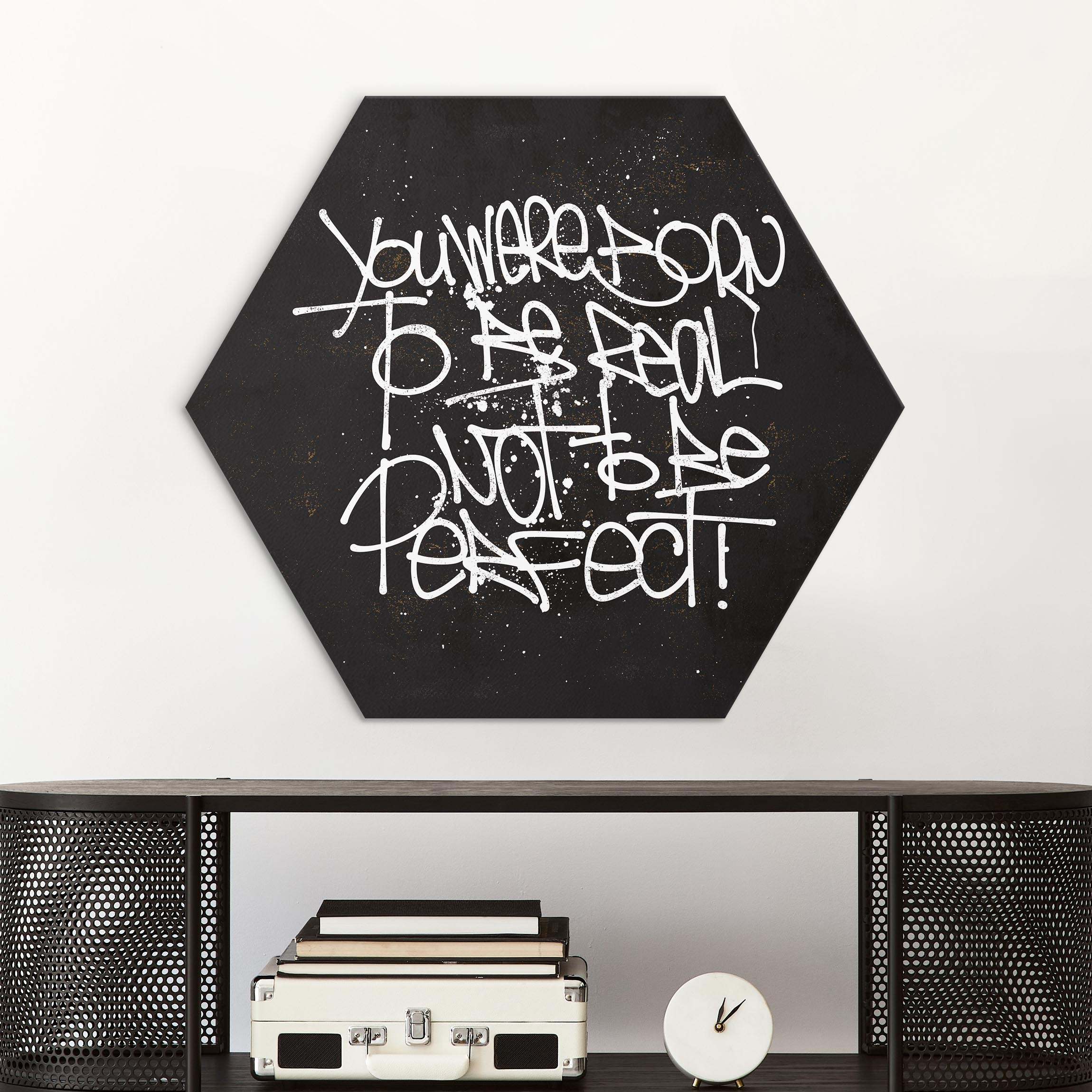 Hexagon-Alu-Dibond Bild Graffiti Art Be Real