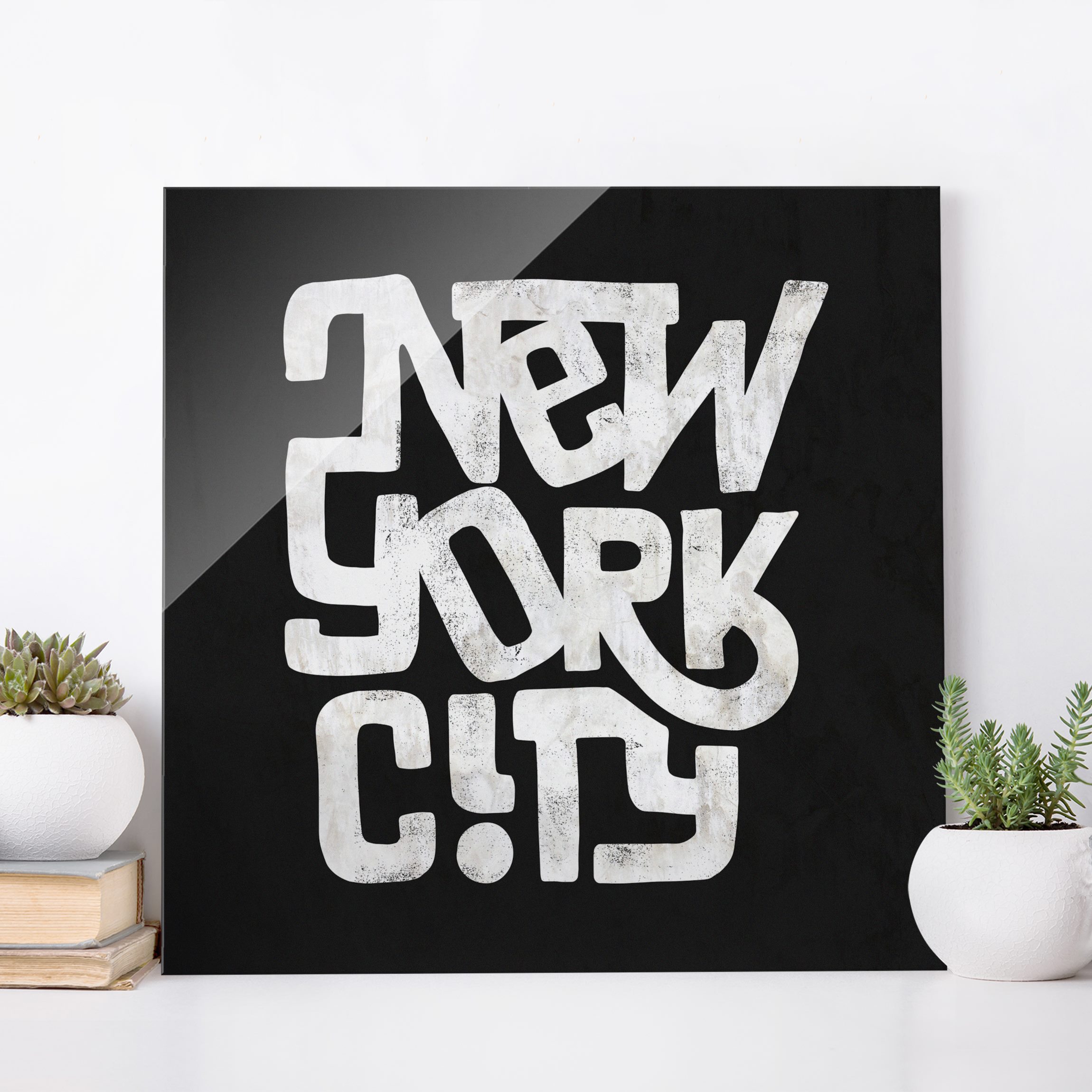 Glasbild Graffiti Art Calligraphy New York City Schwarz