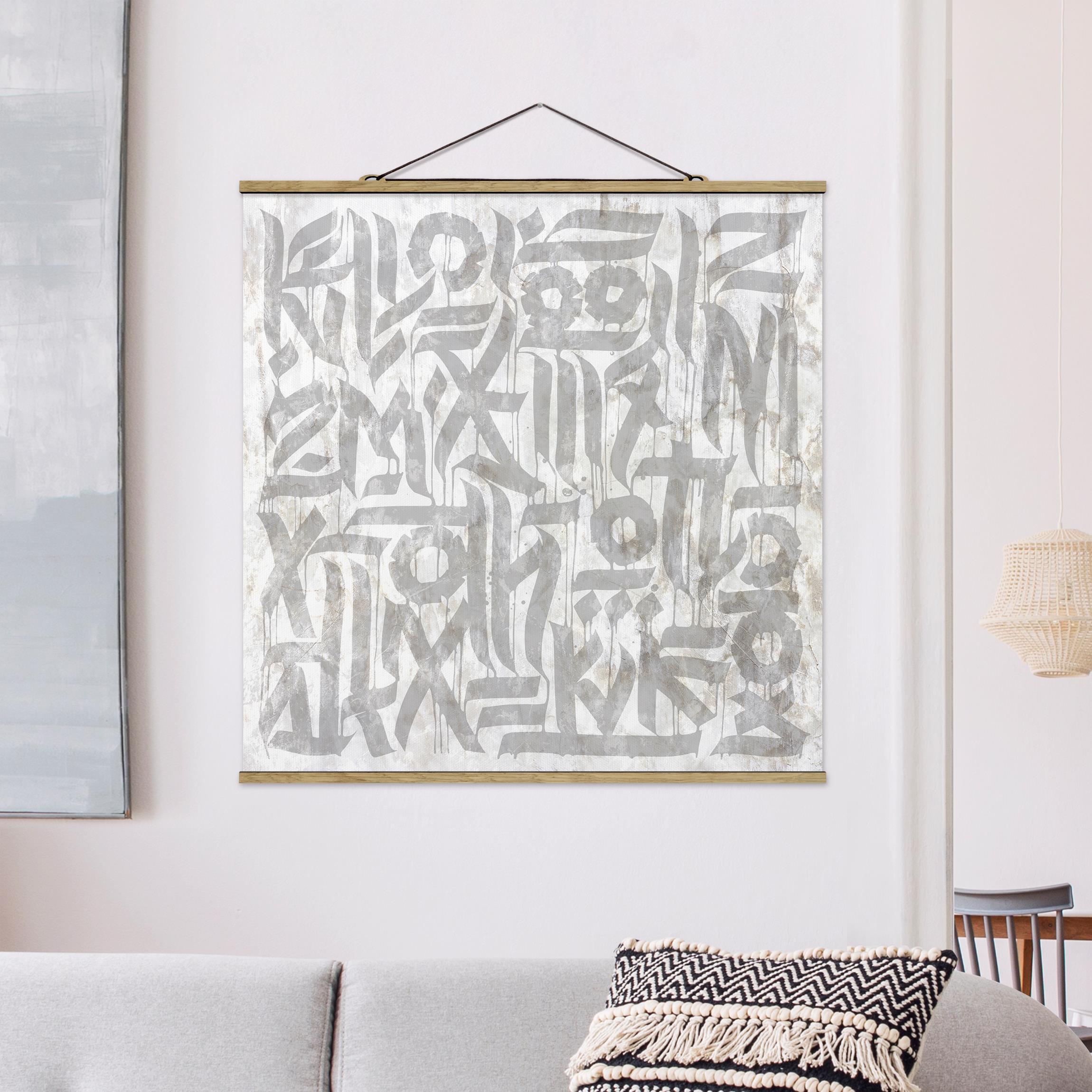 Stoffbild Graffiti Art Calligraphy