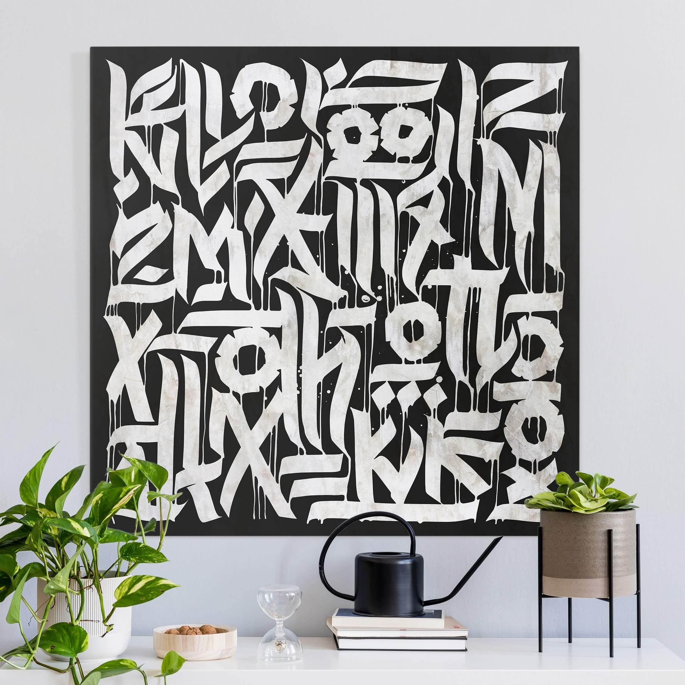 Leinwandbild Graffiti Art Calligraphy Schwarz