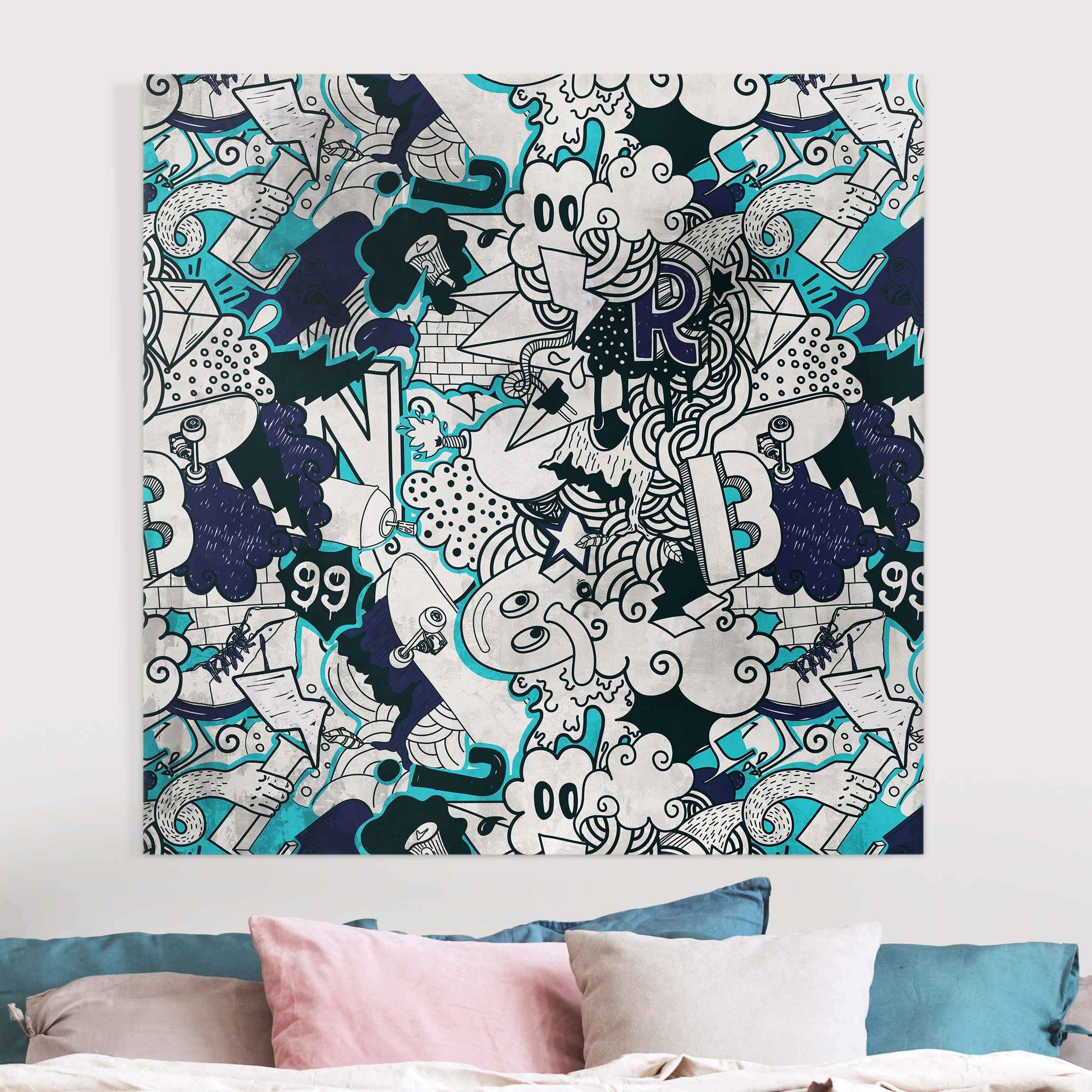 Leinwandbild Graffiti Art Skater Doodle