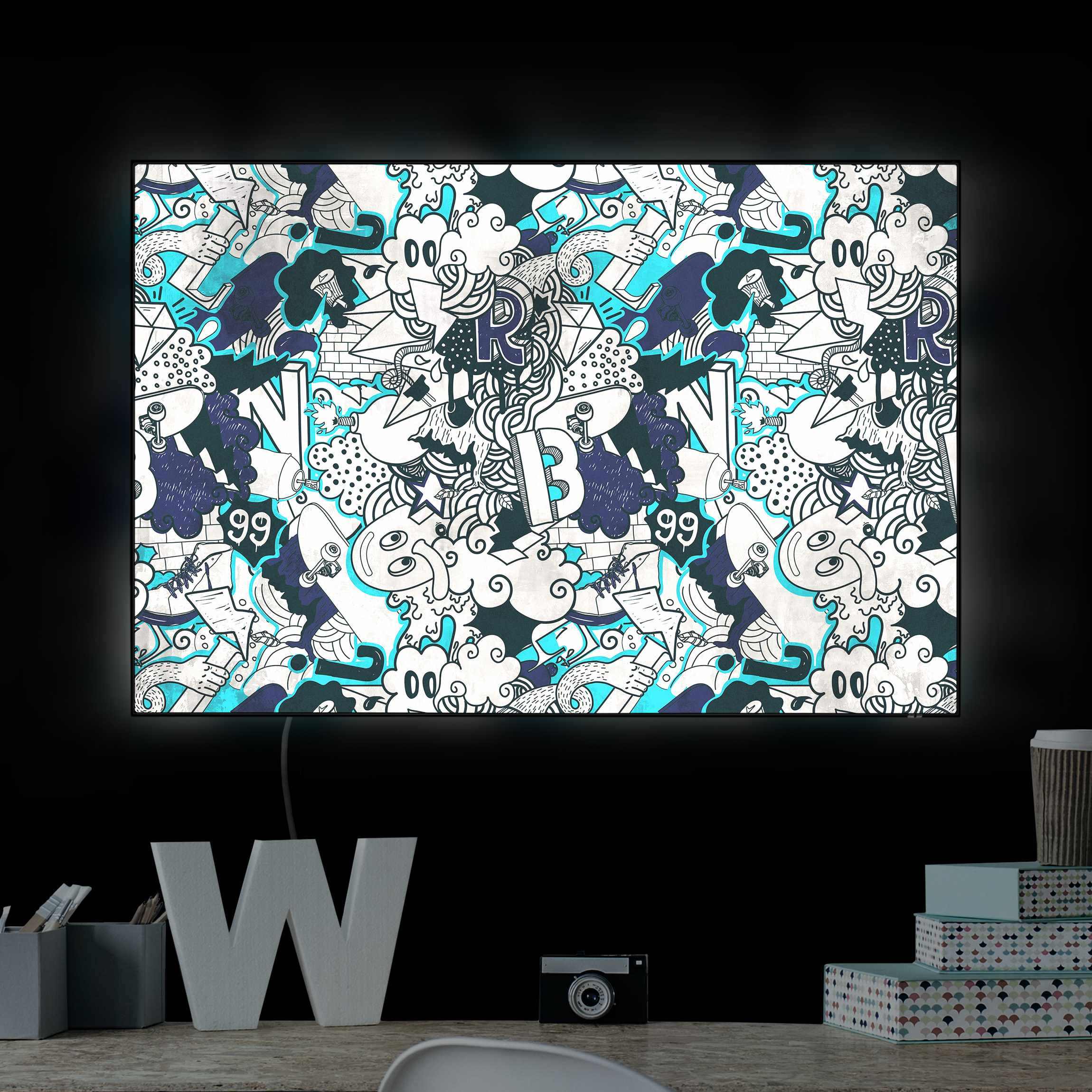 LED-Wechselbild Graffiti Art Skater Doodle