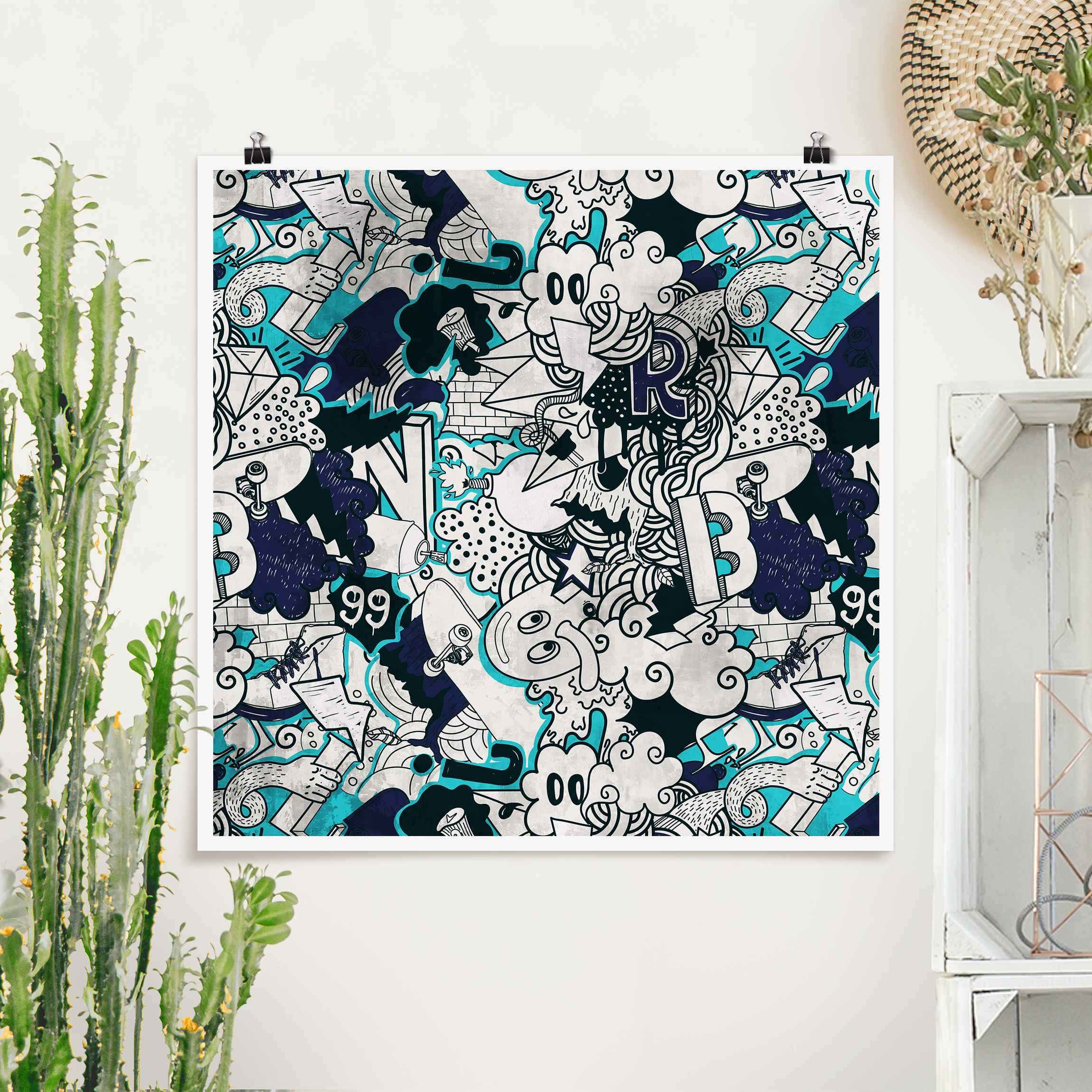 Poster Graffiti Art Skater Doodle