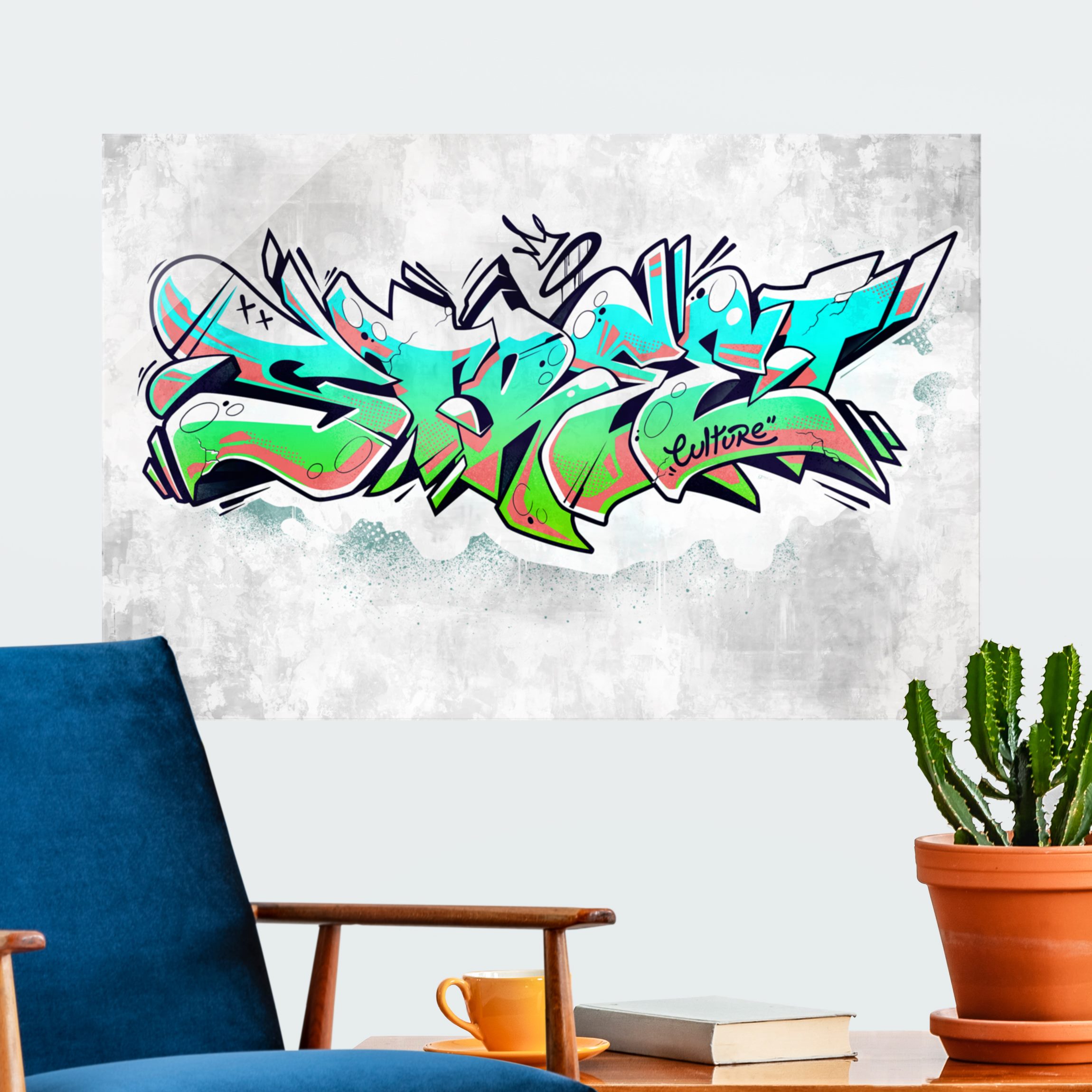 Glasbild Graffiti Art Street Culture