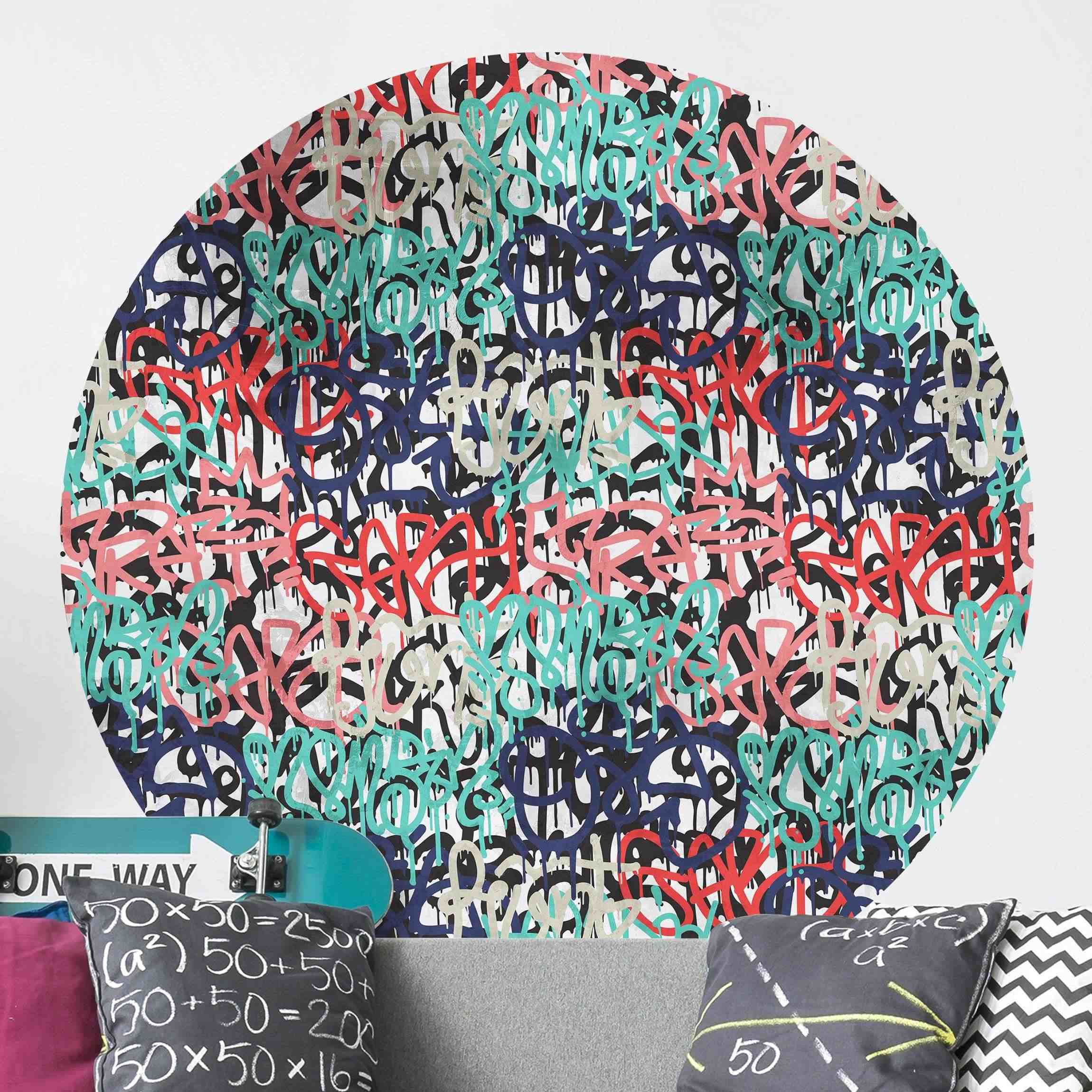 Runde Fototapete Graffiti Art Tagged Wall