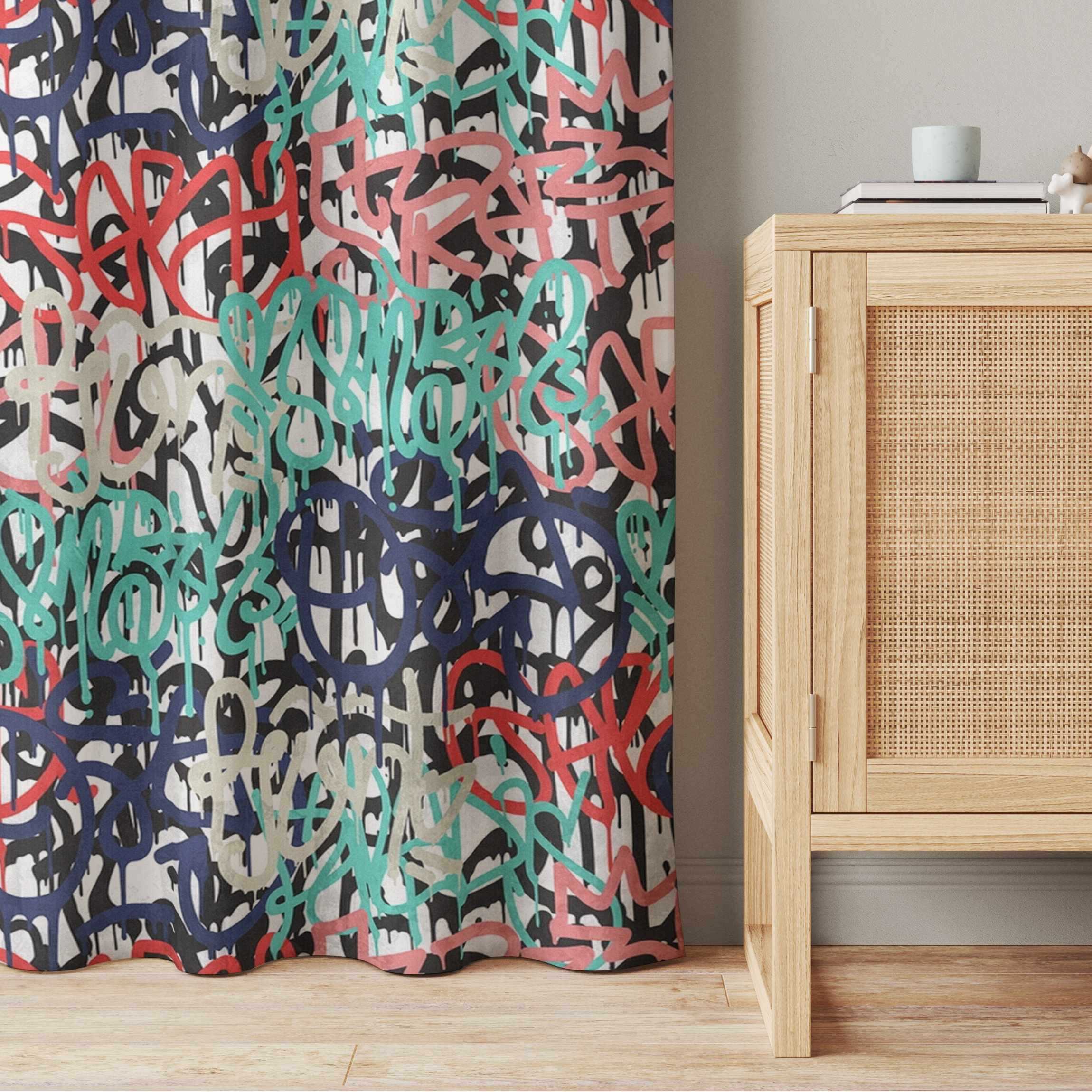 Vorhang Graffiti Art Tagged Wall