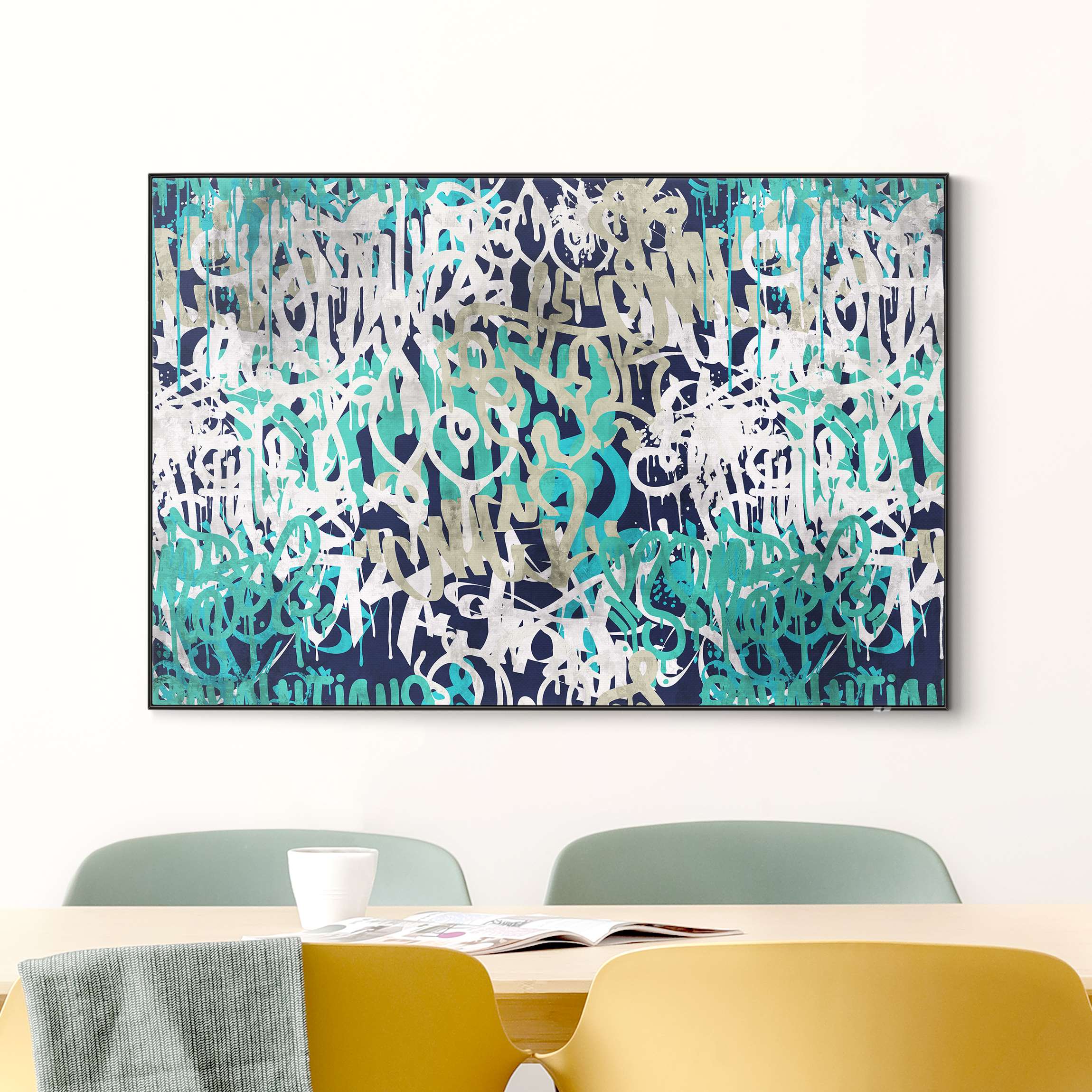 Wechselbild Graffiti Art Tagged Wall Türkis