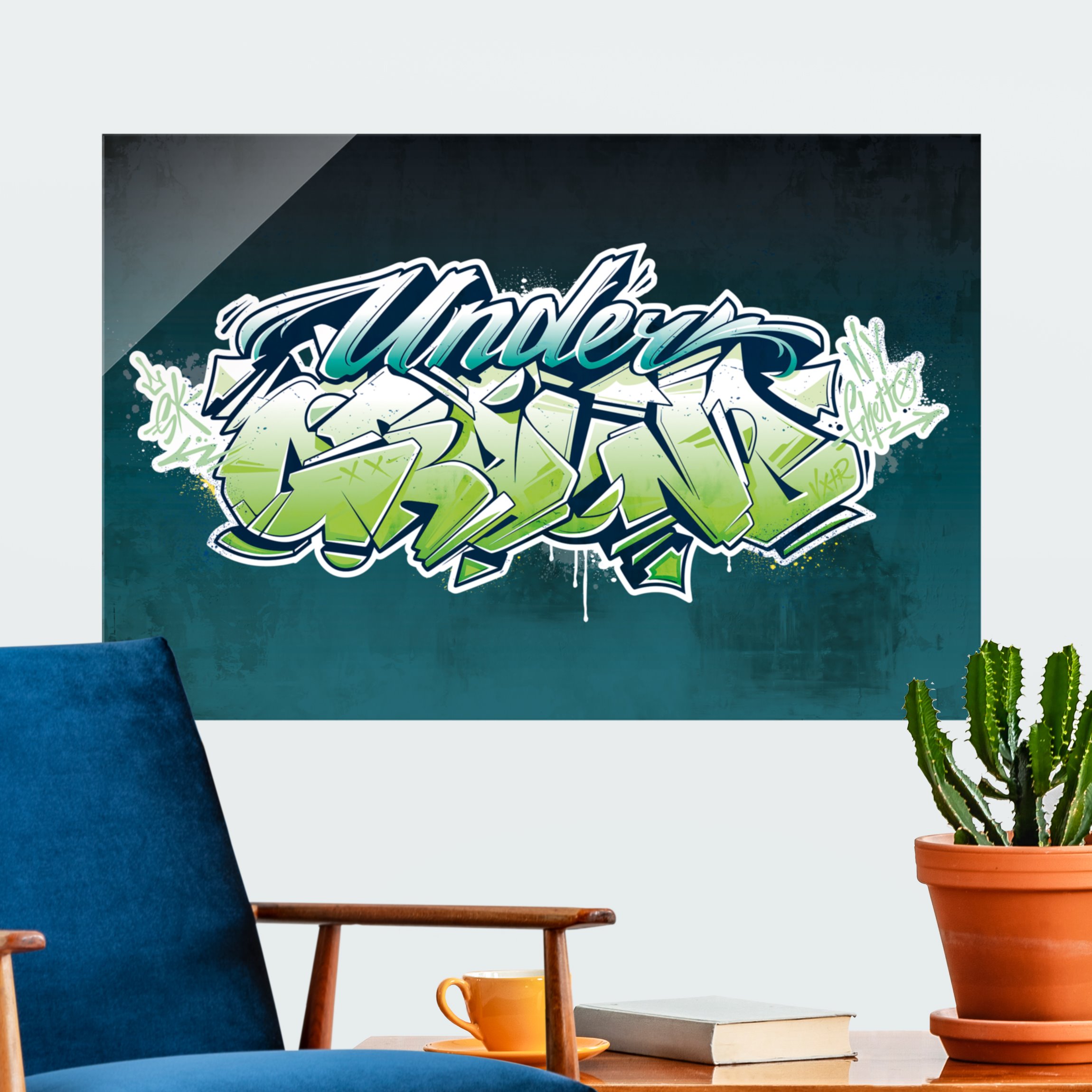 Glasbild Graffiti Art Underground