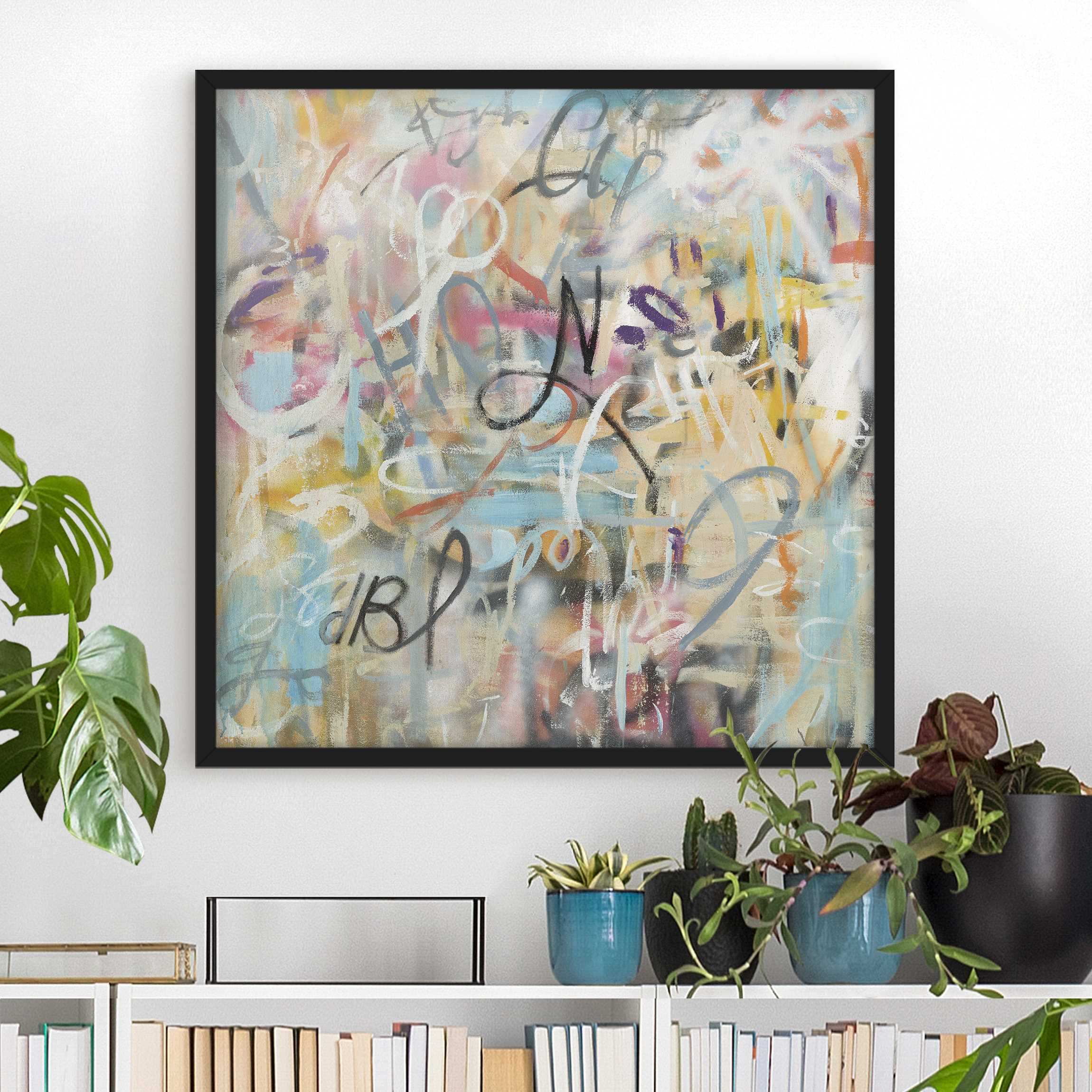 Bild mit Rahmen Graffiti Freedom in Pastell