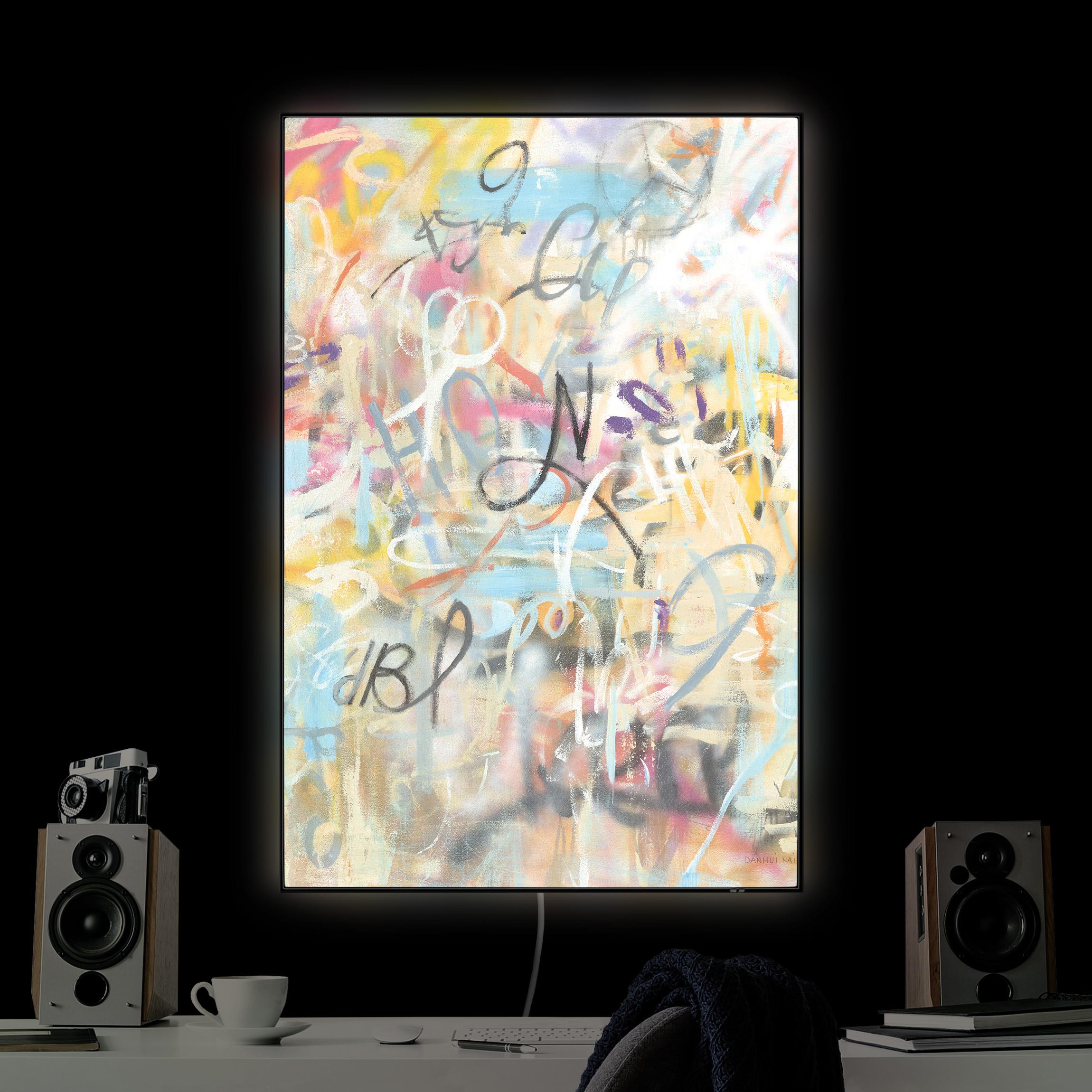 LED-Wechselbild Graffiti Freedom in Pastell