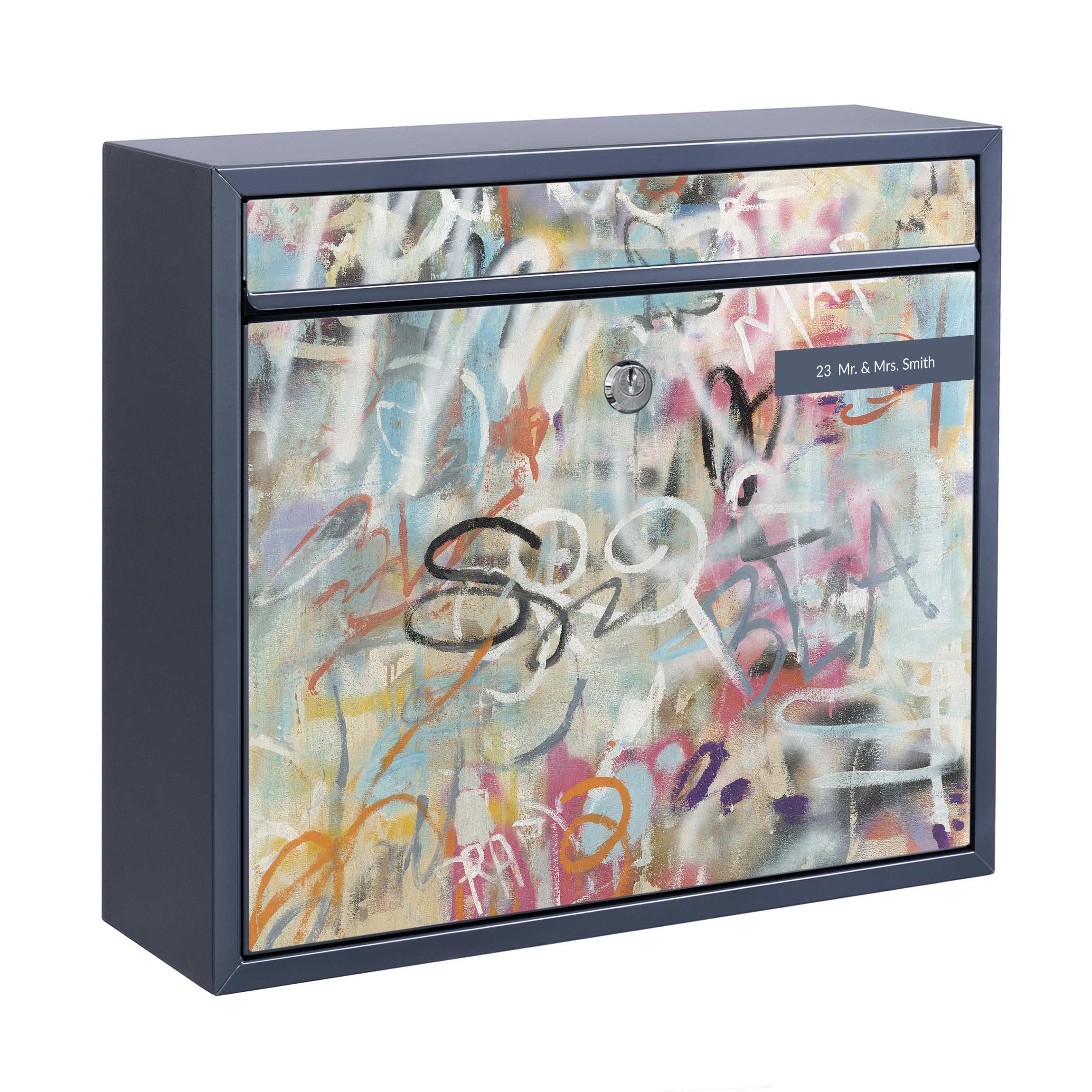 Briefkasten mit eigenem Text Graffiti Love in Pastell