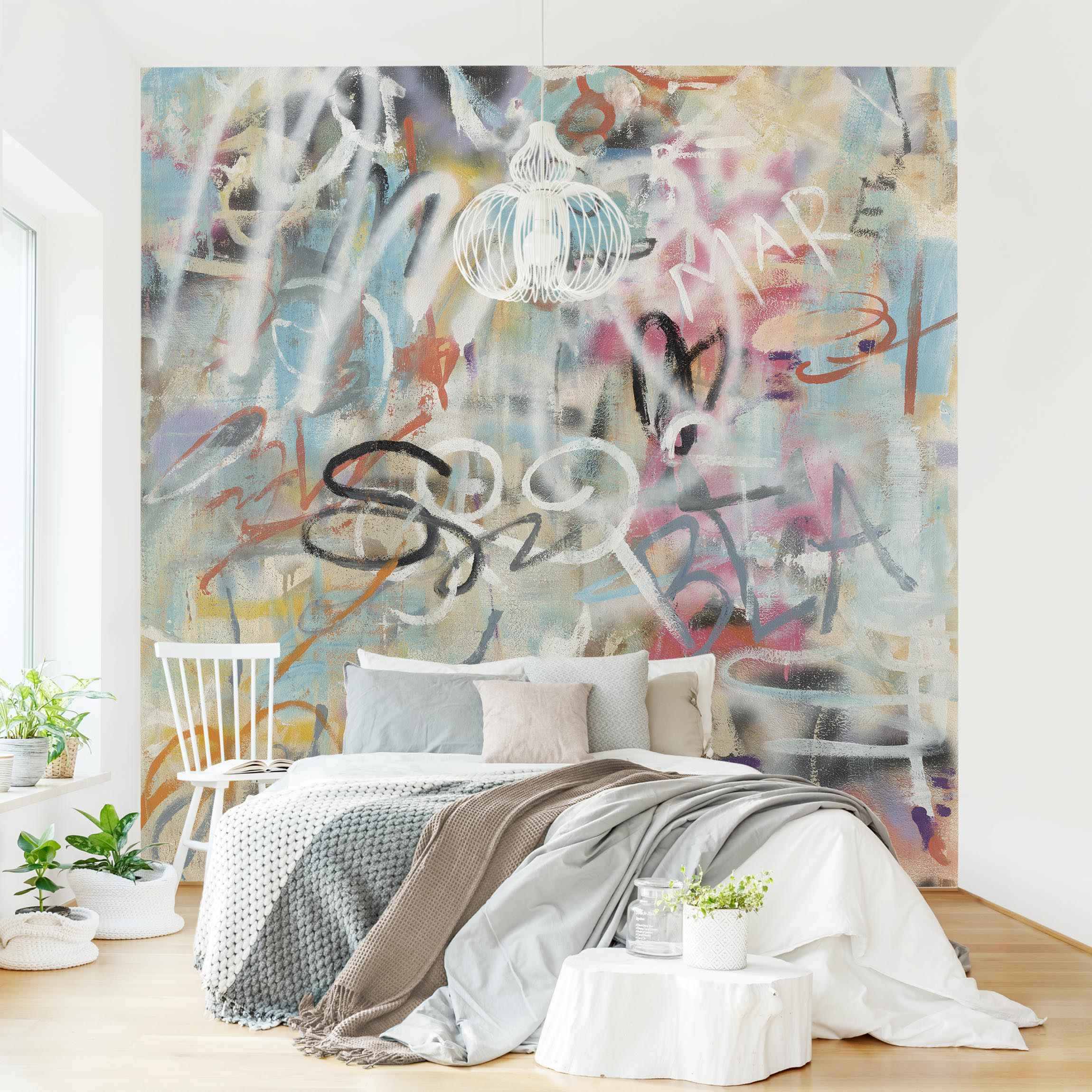 Fototapete Graffiti Love in Pastell