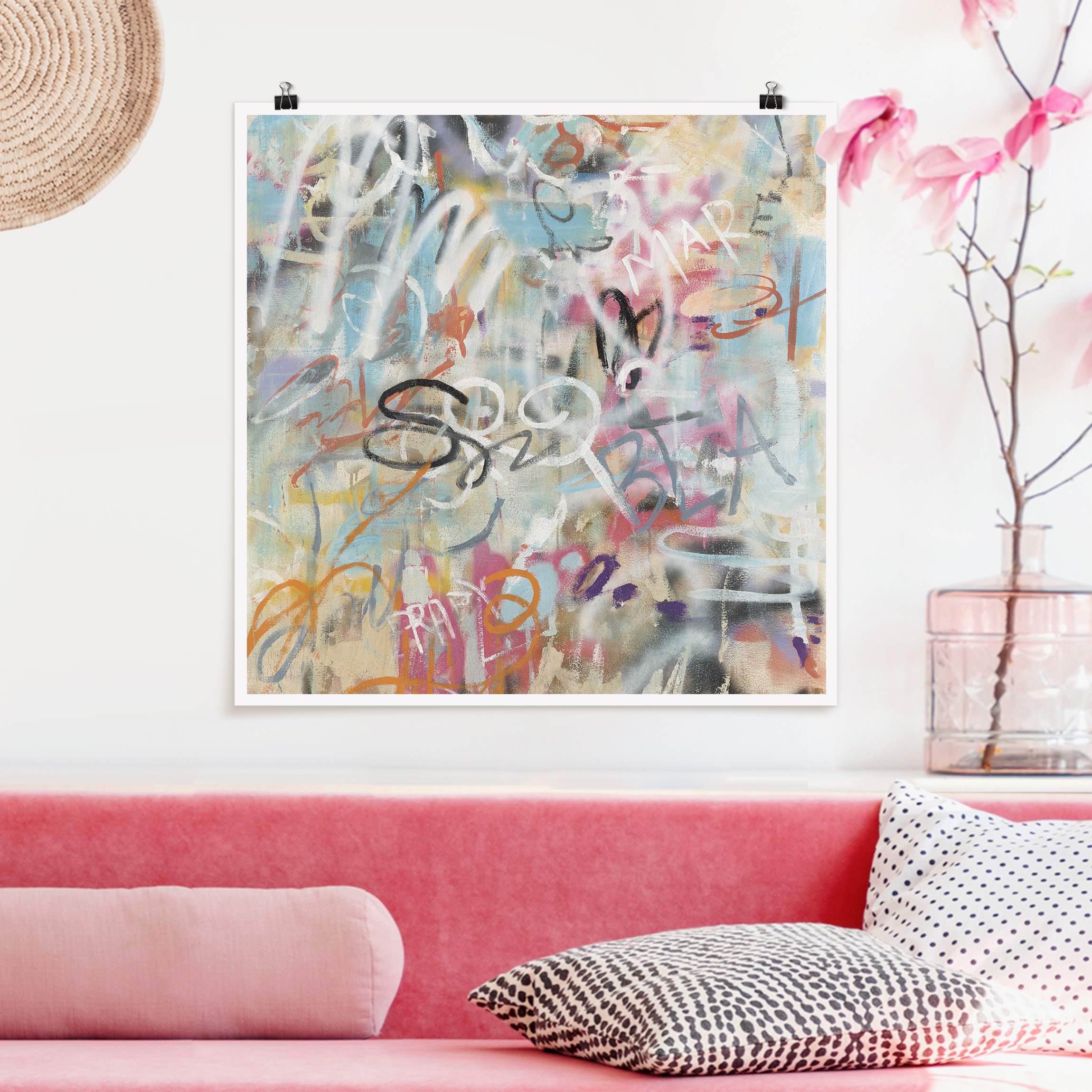 Poster Graffiti Love in Pastell