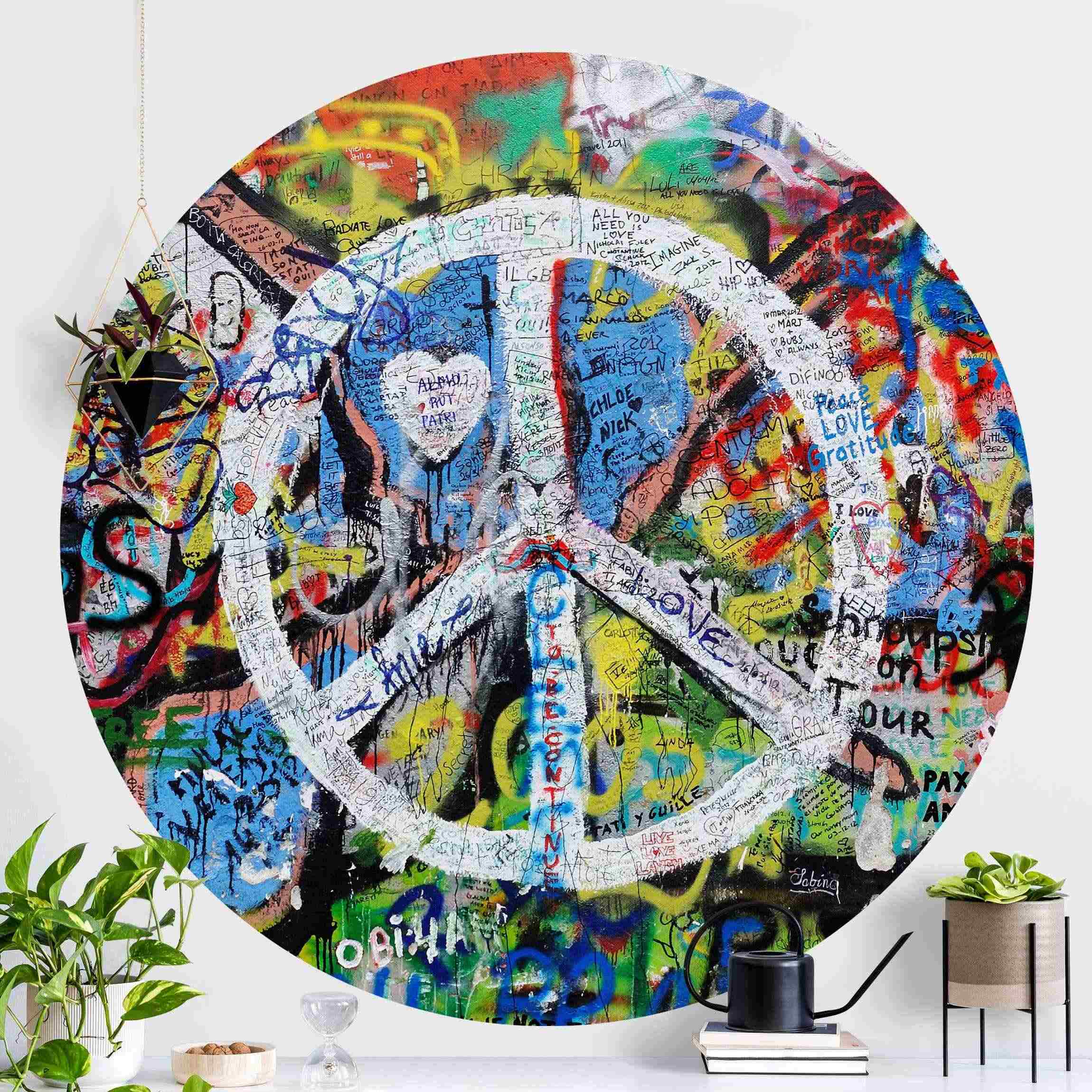 Runde Fototapete Graffiti Wall Peace Sign