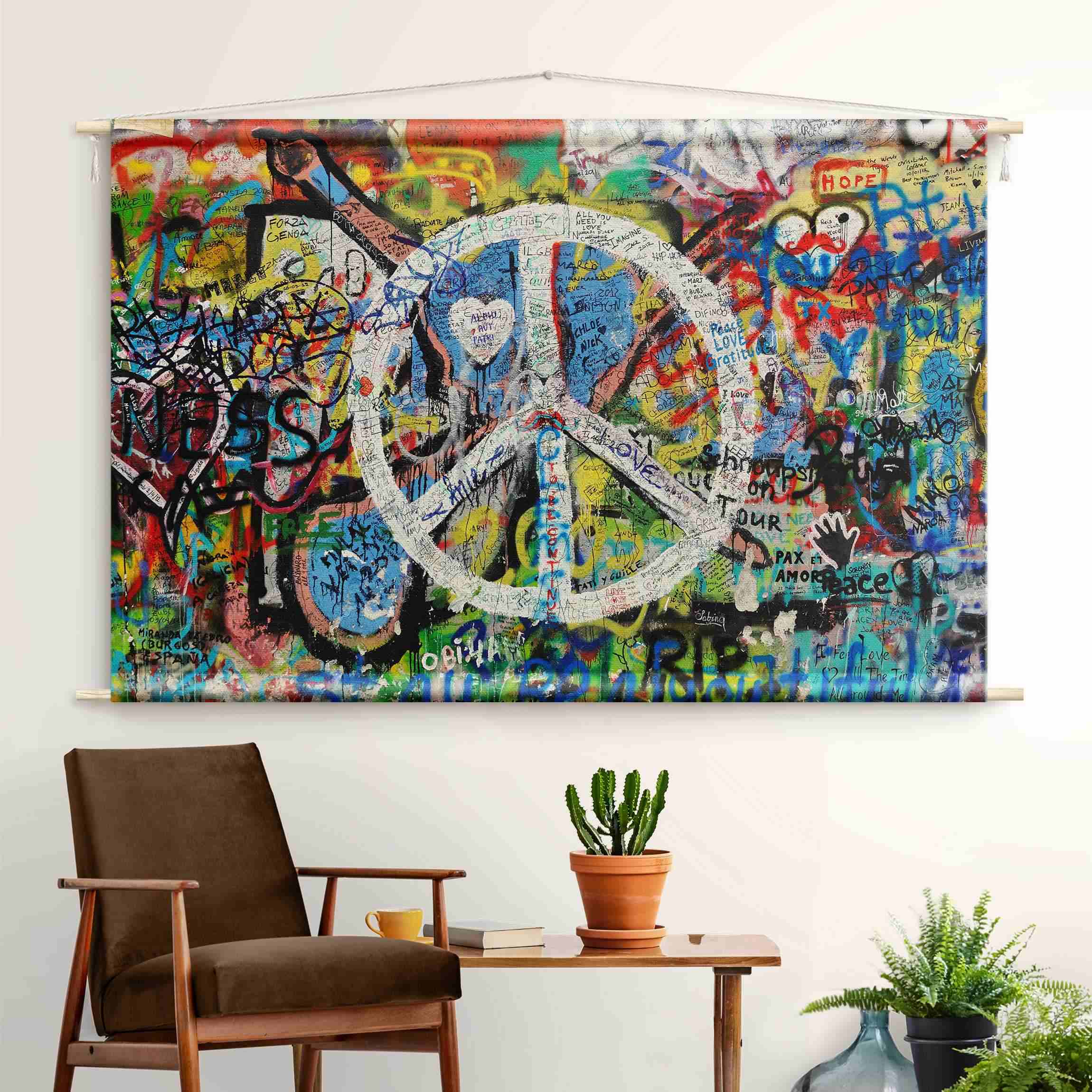 Wandteppich Graffiti Wall Peace Sign