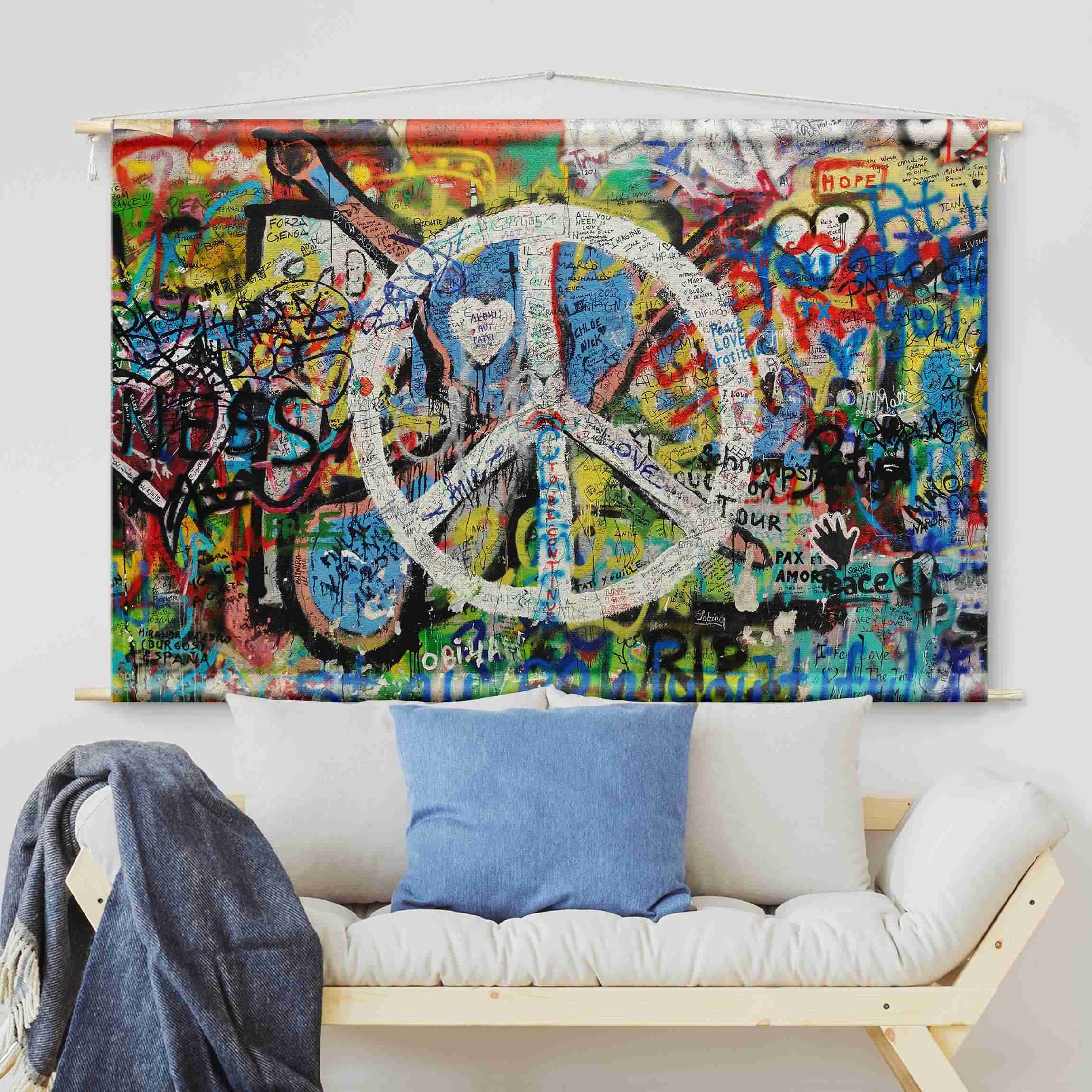 Wandteppich Graffiti Wall Peace Sign