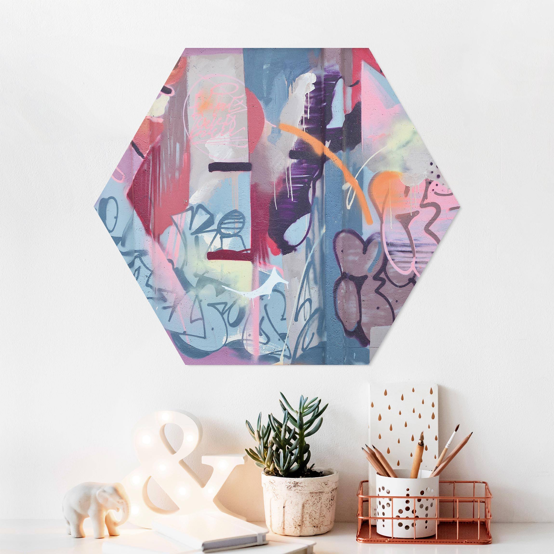 Hexagon-Forexbild Graffiti Wand