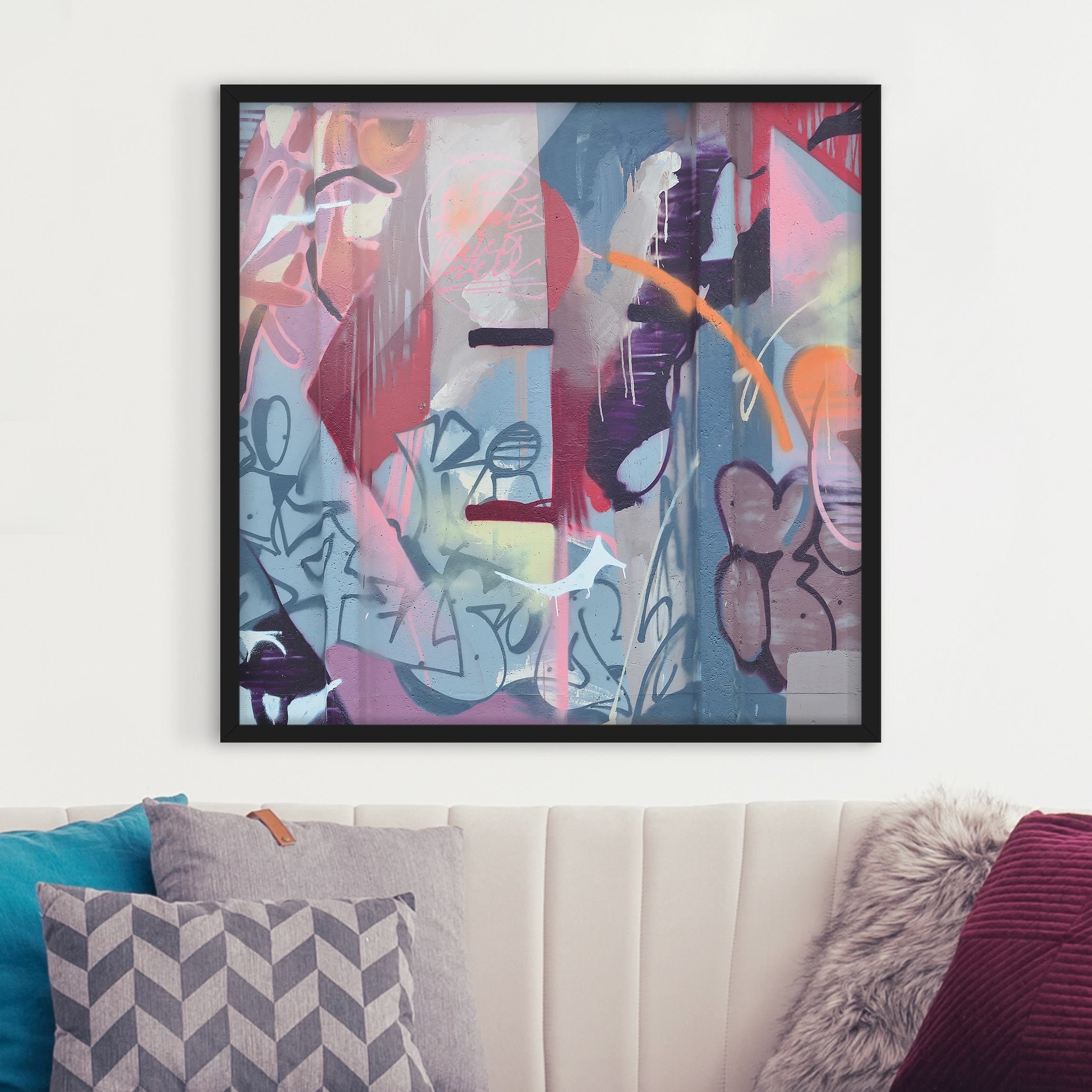 Bild mit Rahmen Graffiti Wand