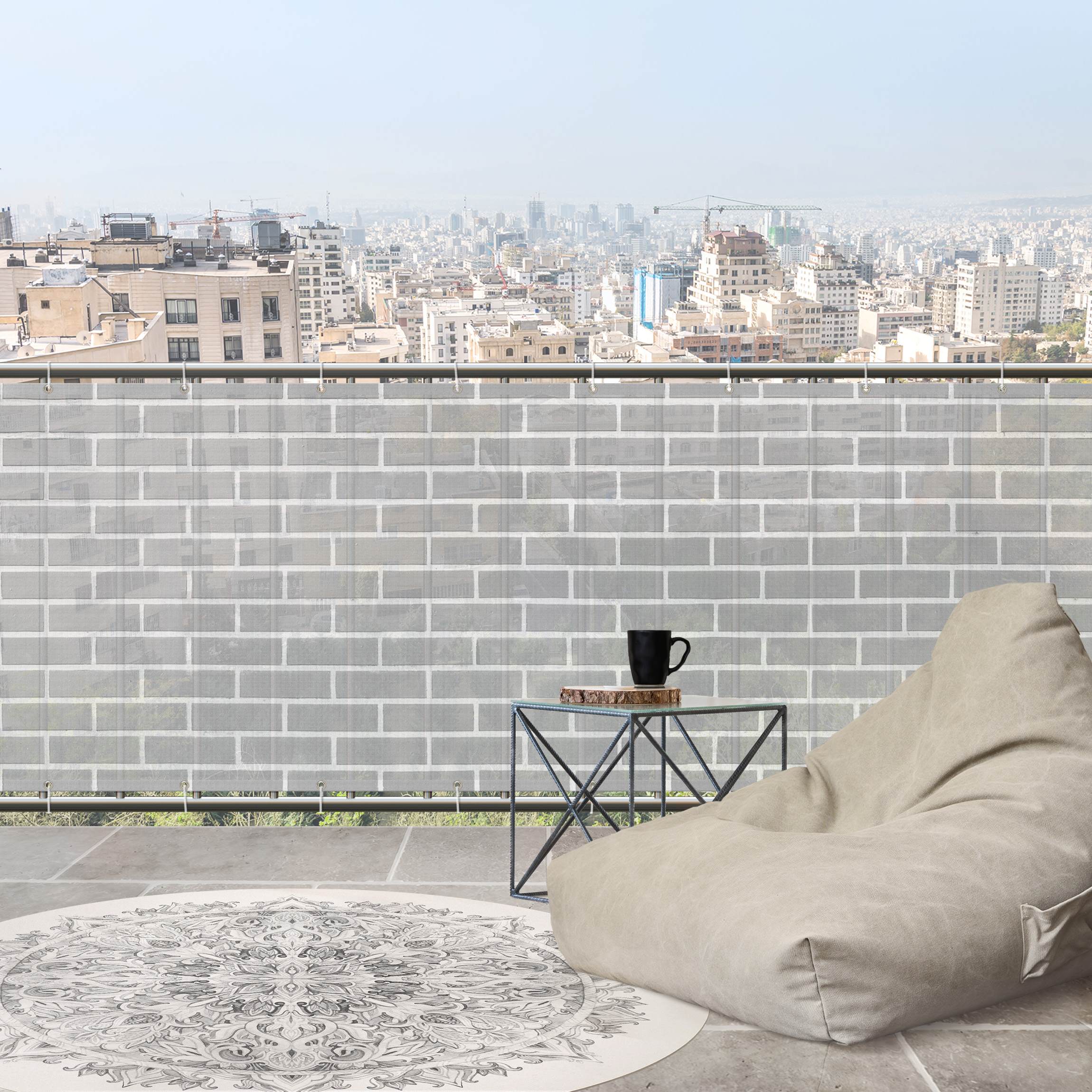 Balkon Sichtschutz Graue Ziegelwand