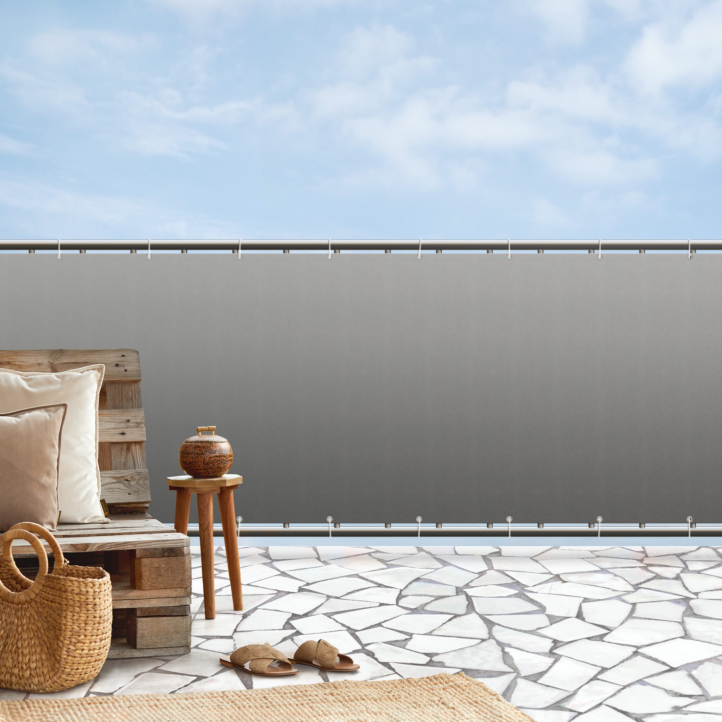 Balkon Sichtschutz Grauer Farbverlauf