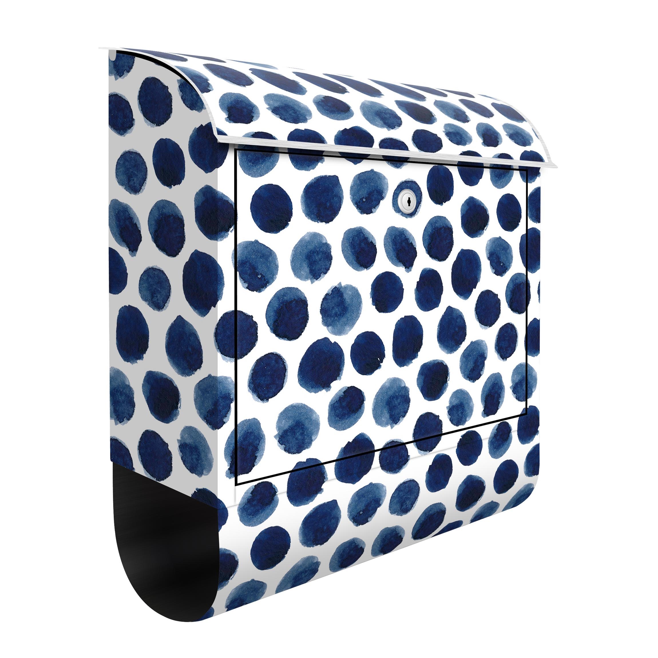 Briefkasten Große Aquarell Polkadots in Indigo