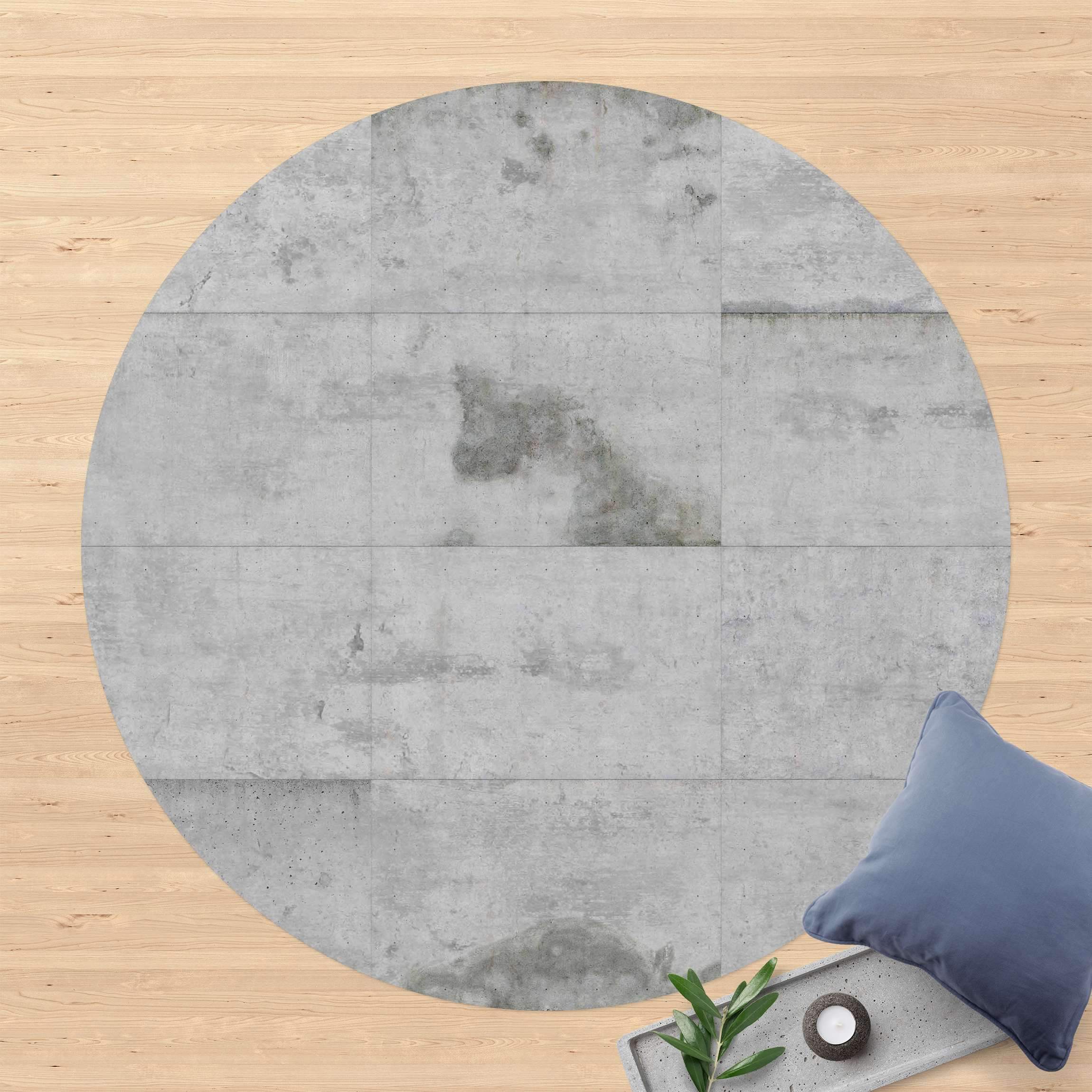 Runder Vinyl-Teppich Große Betonplatten