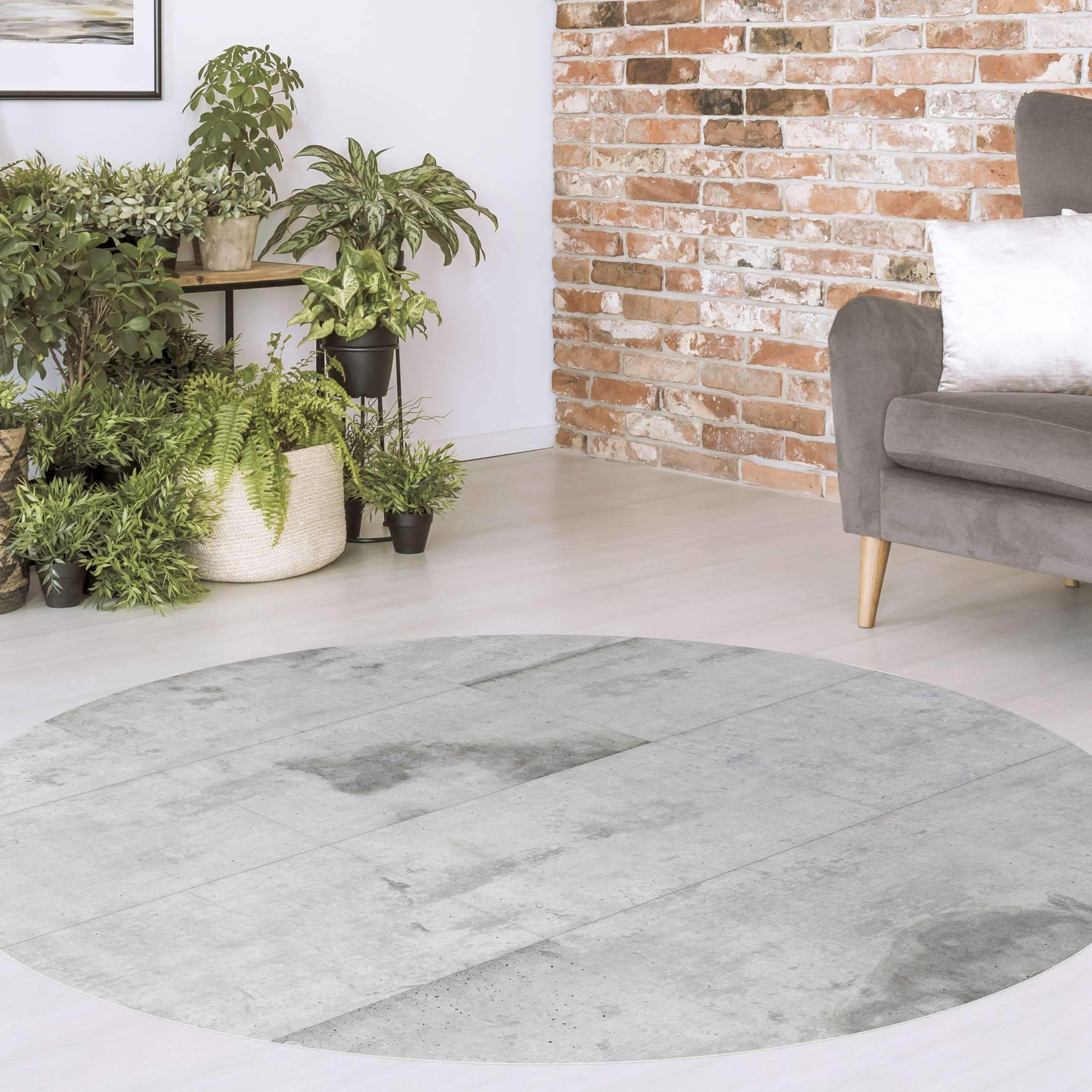 Runder Vinyl-Teppich Große Betonplatten