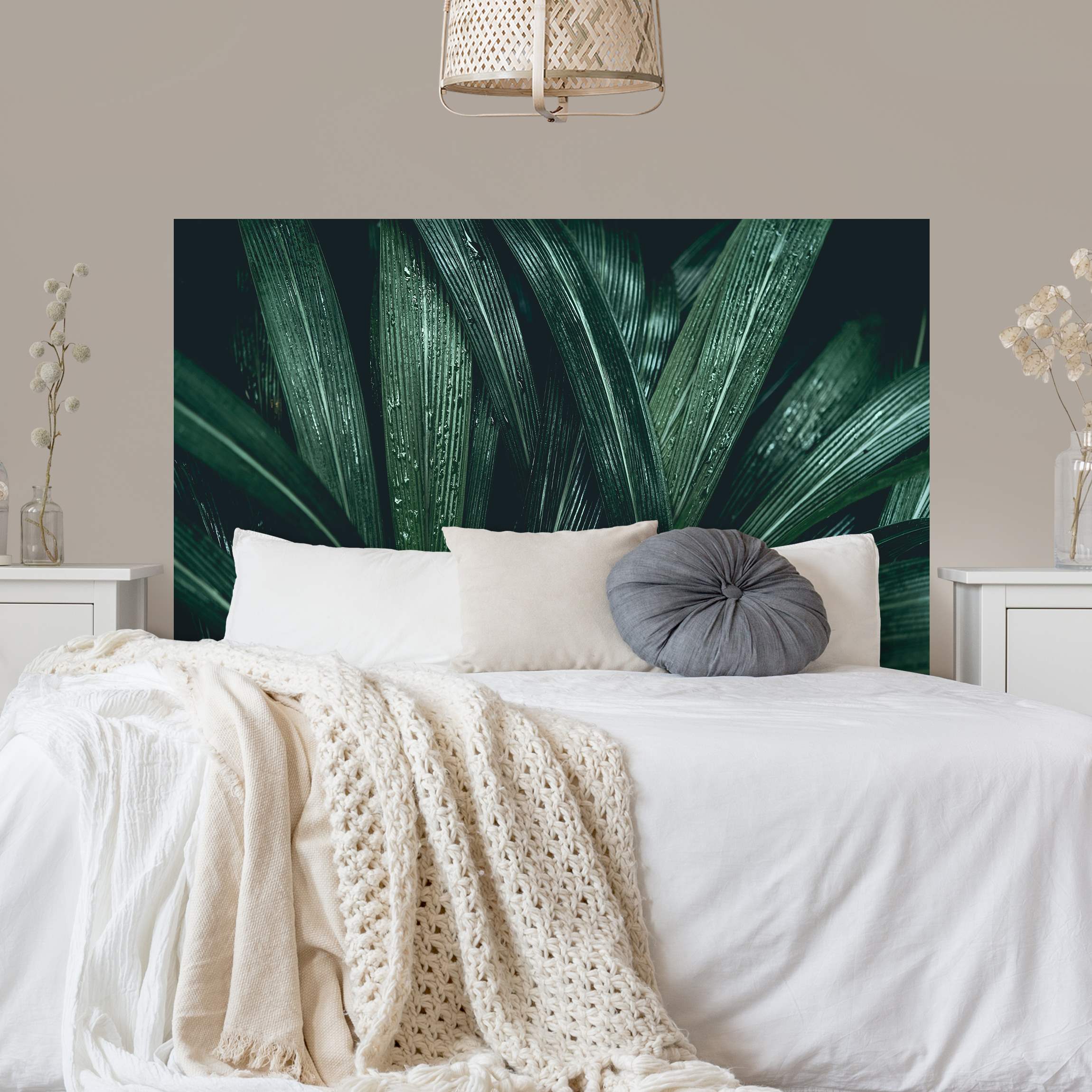 Kopfteil Bett Grüne Palmenblätter