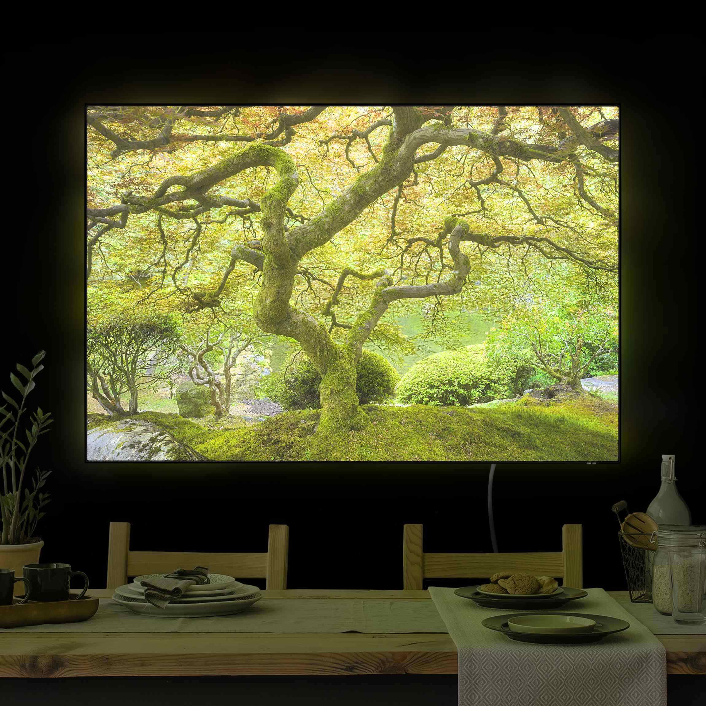 LED-Wechselbild Grüner Japanischer Garten