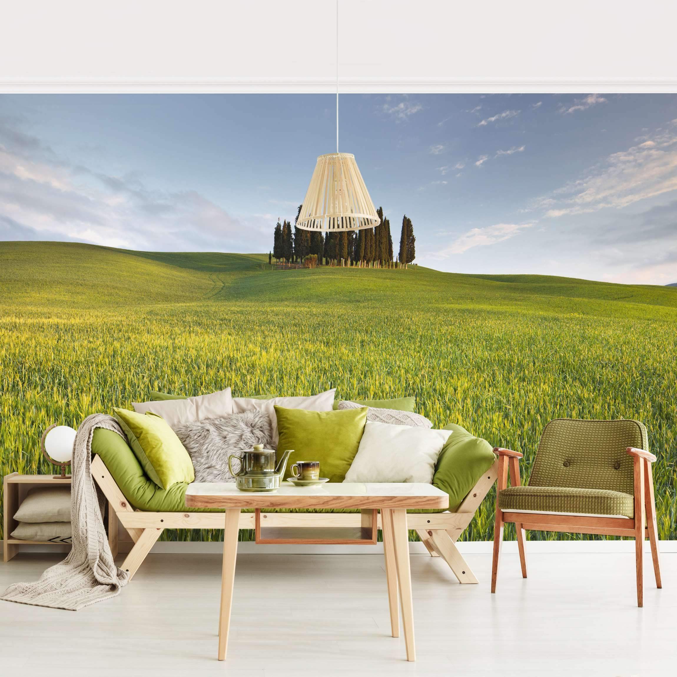 Fototapete Grünes Feld in Toskana