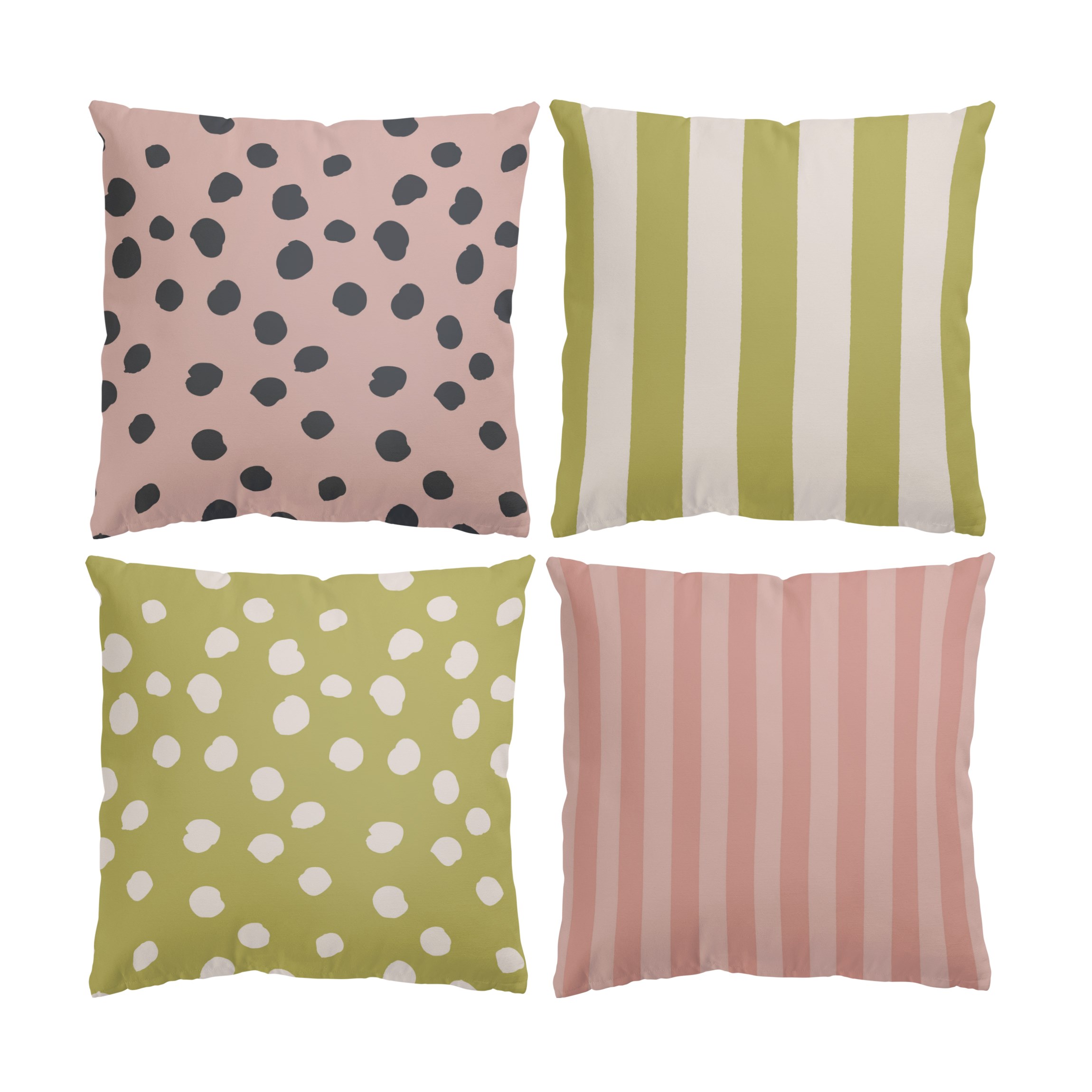Dekokissen 4er Set Guava Juice und Lindgrün Bambus Set