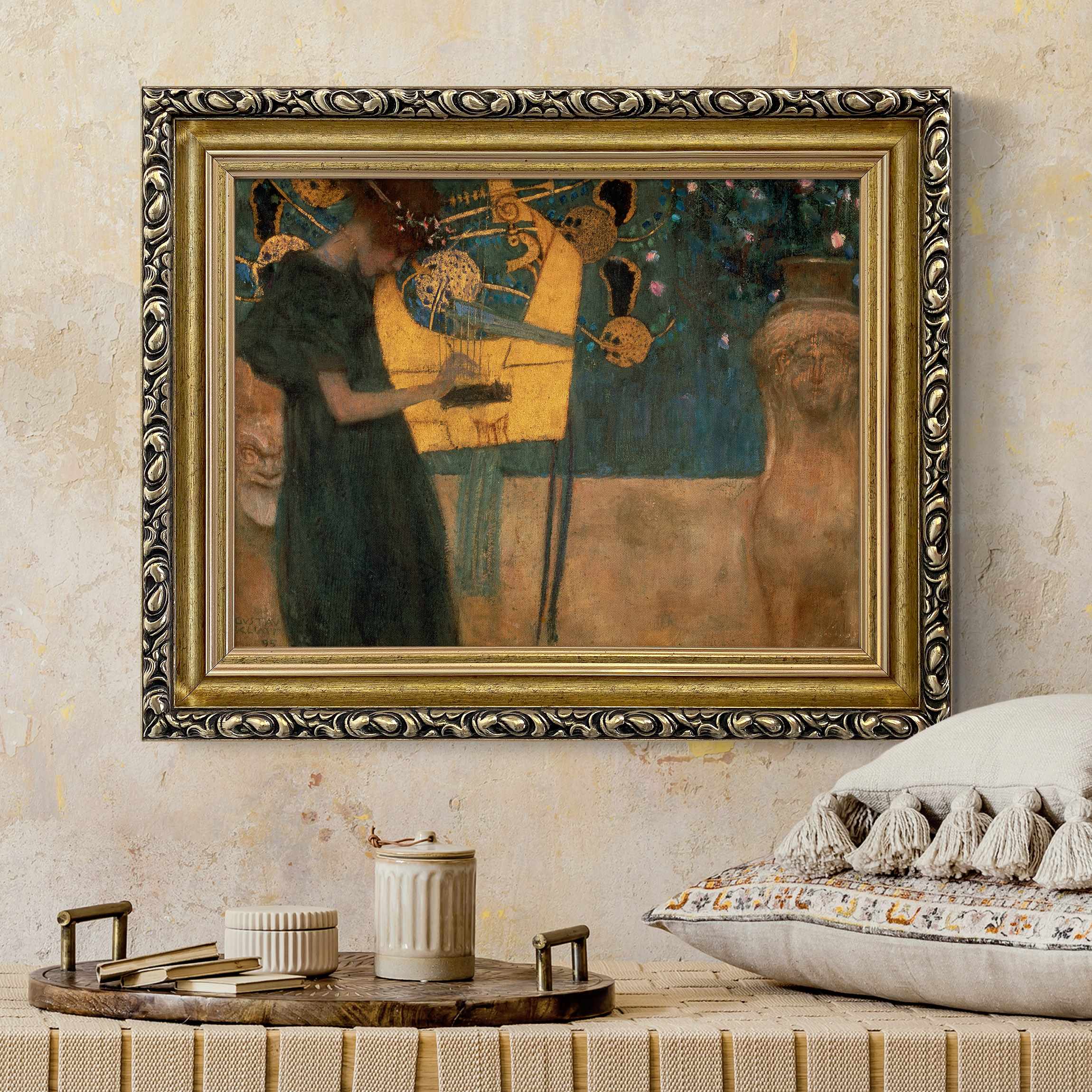 Leinwandbild in Barockrahmen Gustav Klimt - Die Musik