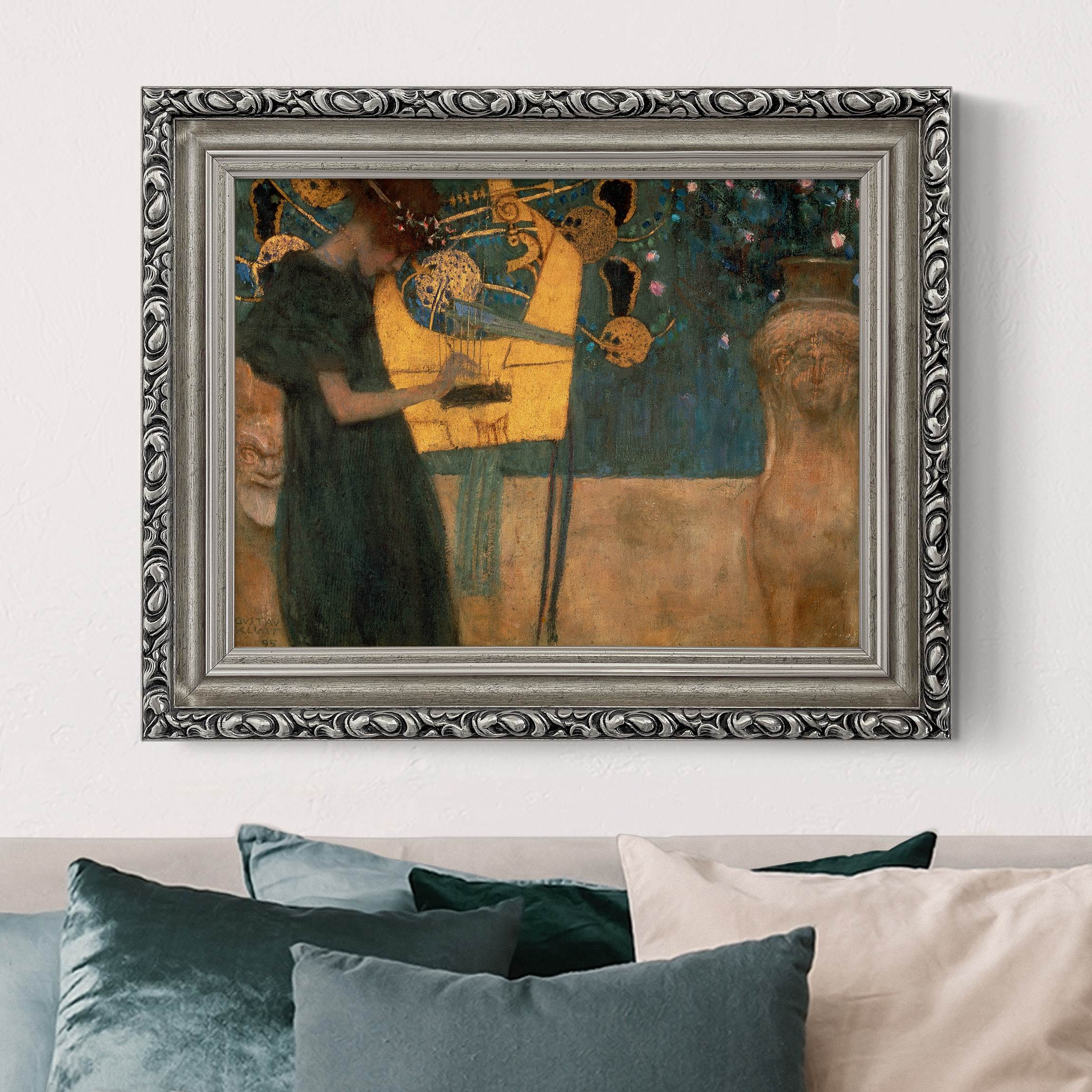 Leinwandbild mit Barockrahmen Gustav Klimt - Die Musik