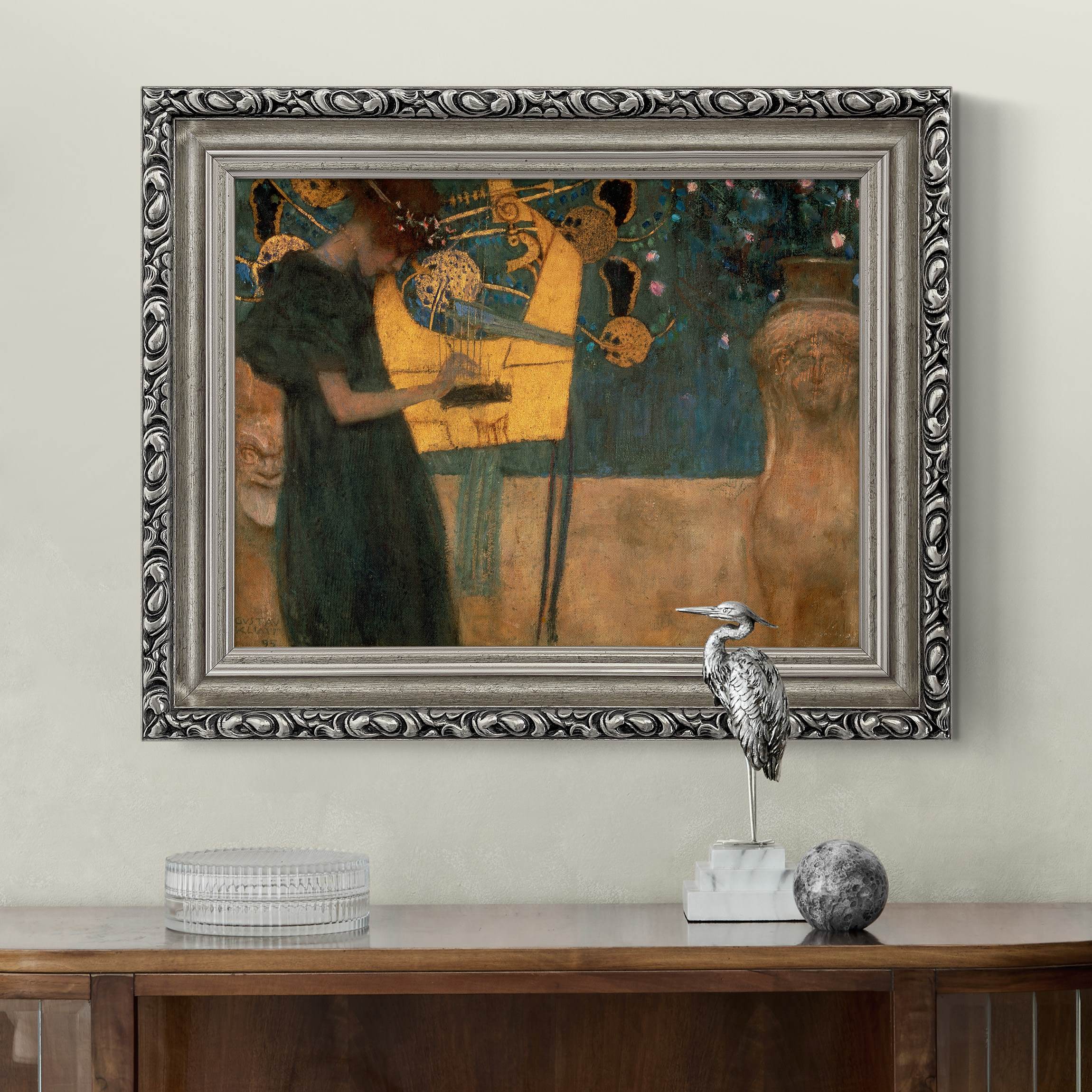 Leinwandbild in Barockrahmen Gustav Klimt - Die Musik