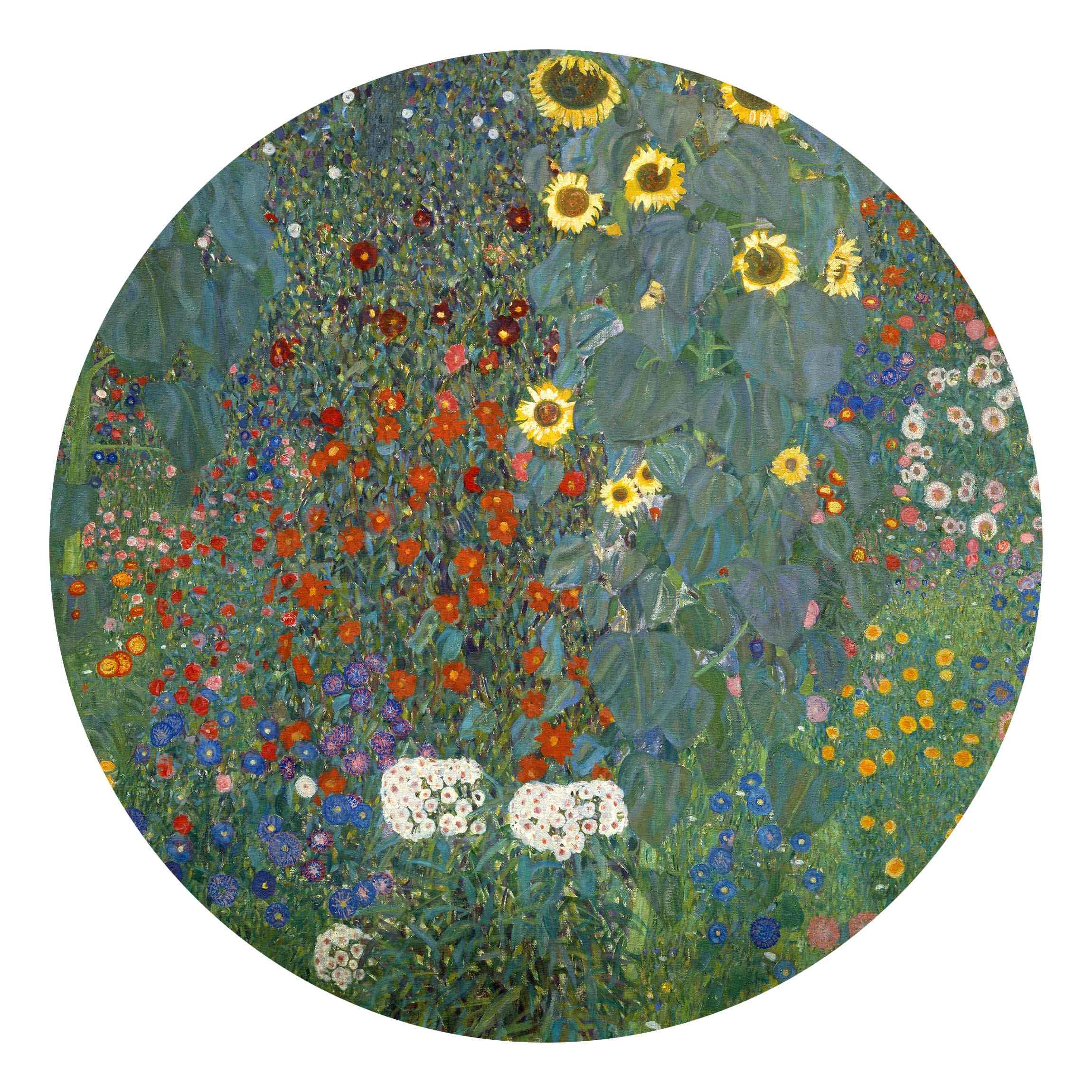 Runde Fototapete Gustav Klimt - Garten Sonnenblumen