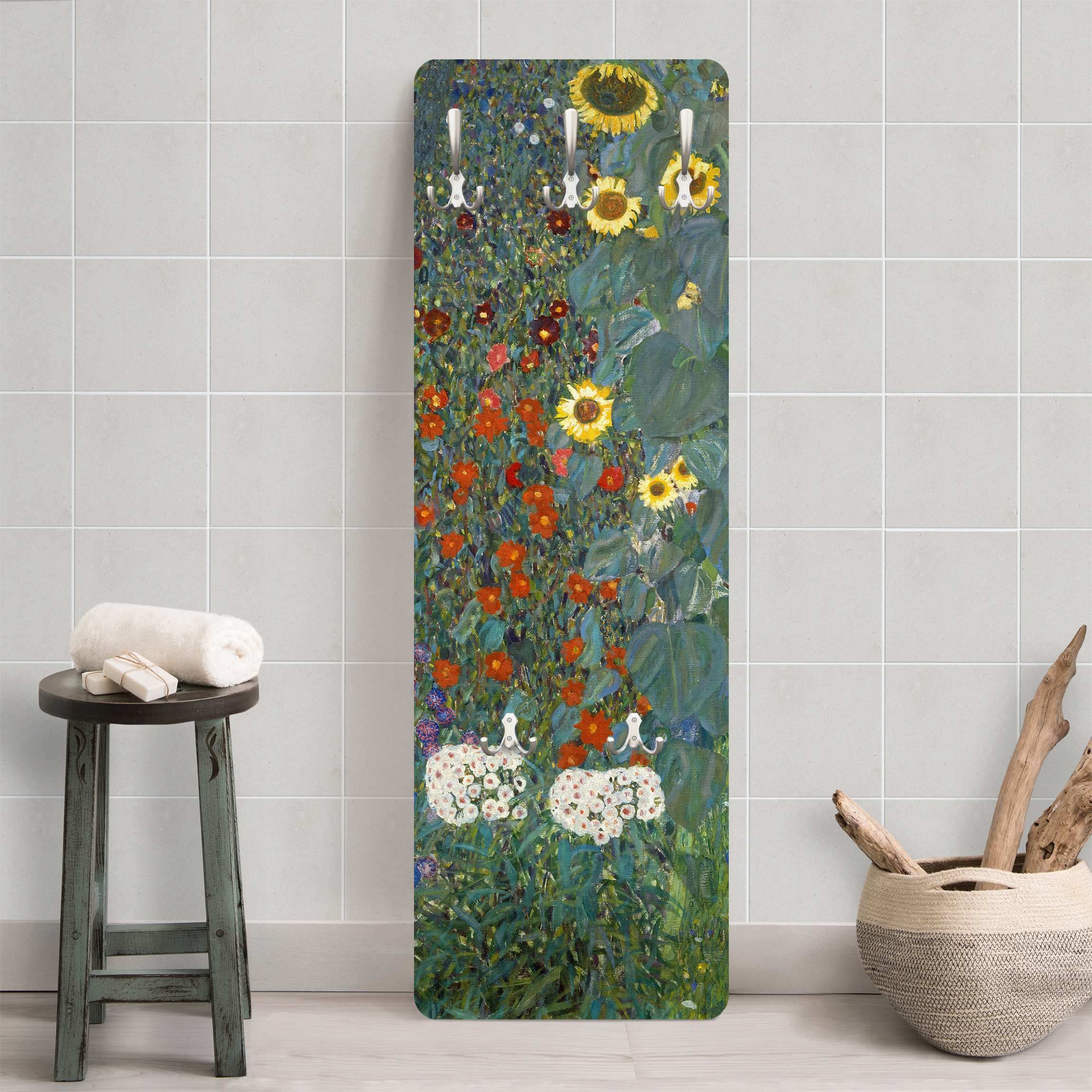 Wandgarderobe Holzpaneel Gustav Klimt - Garten Sonnenblumen