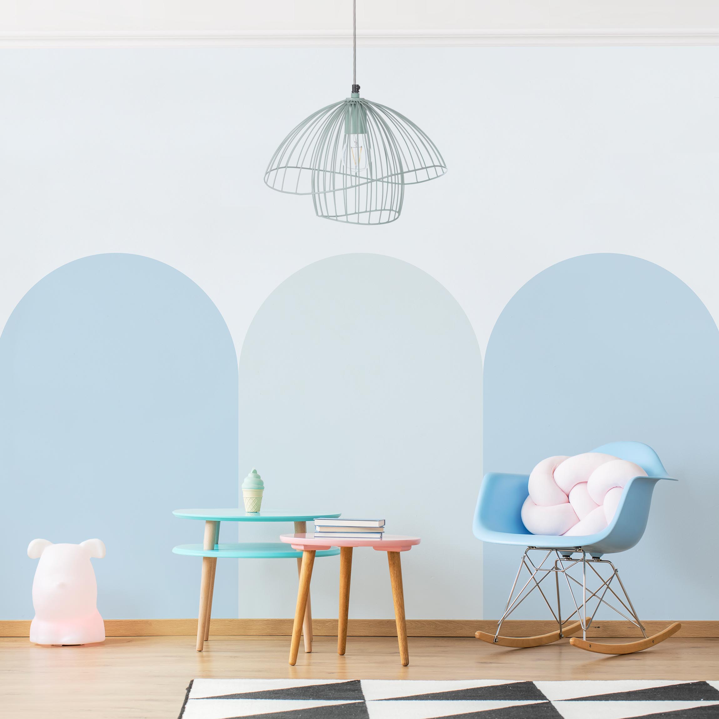 Fototapete Halbkreisbordüre groß blau Mix