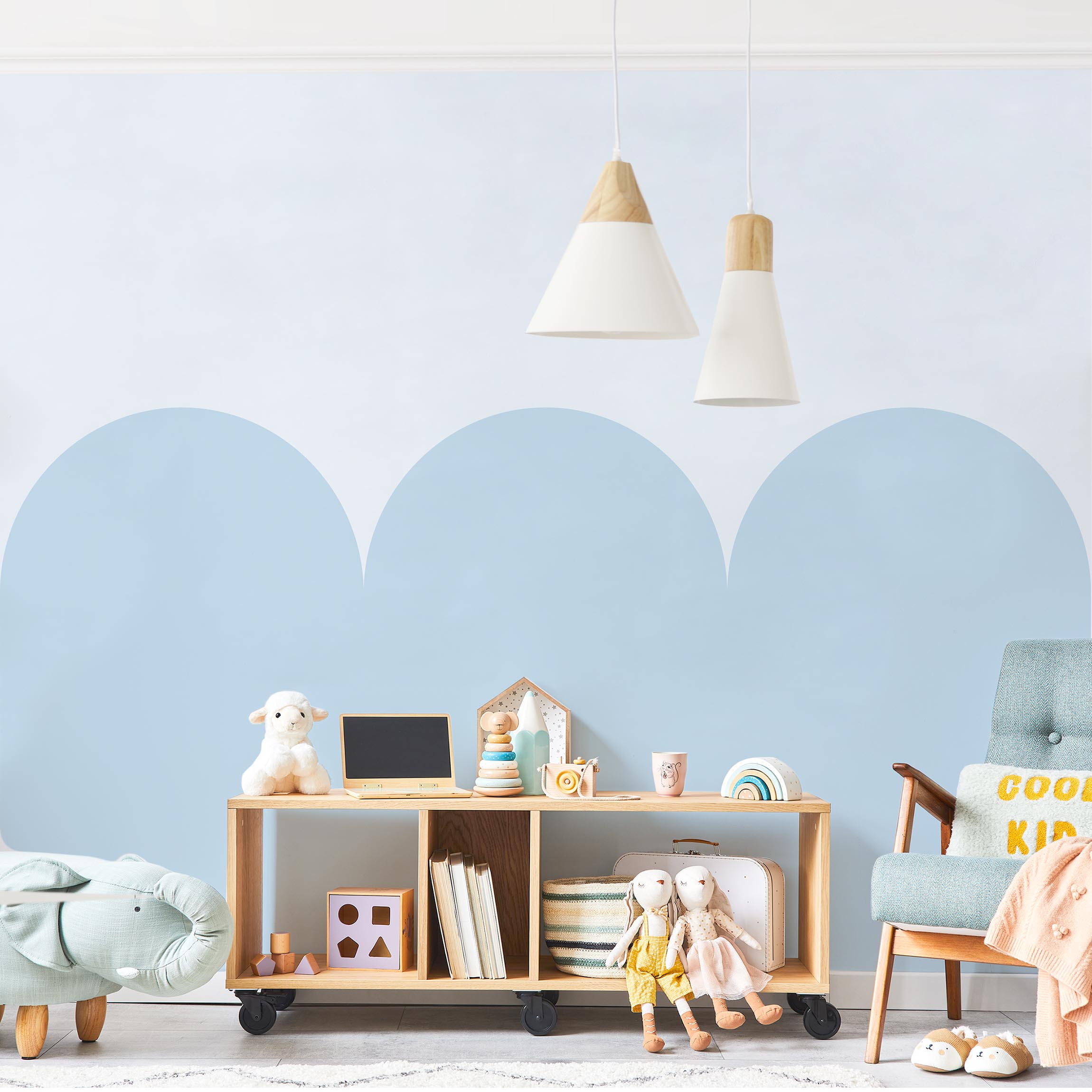 Fototapete Halbkreisbordüre groß blau