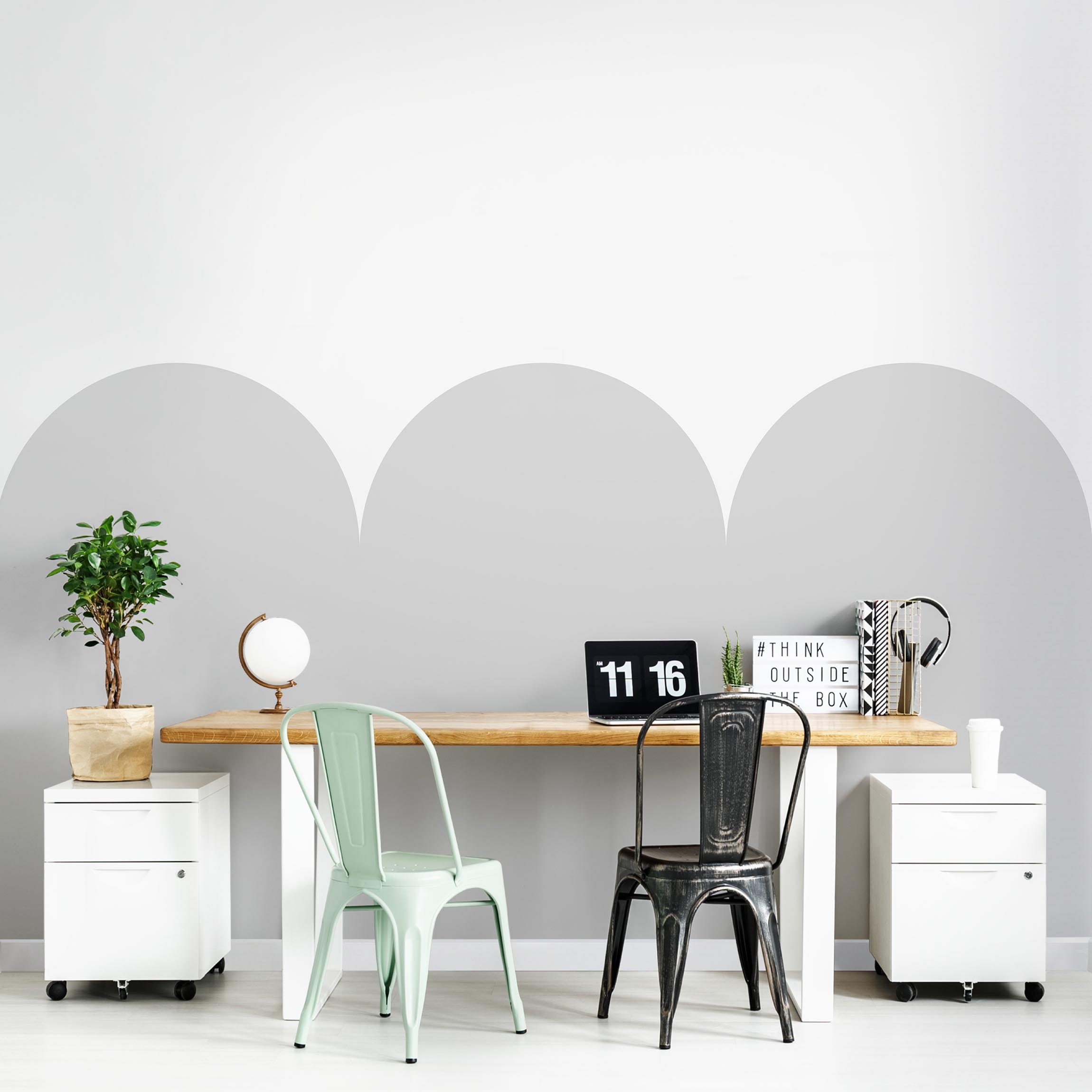 Fototapete Halbkreisbordüre groß grau