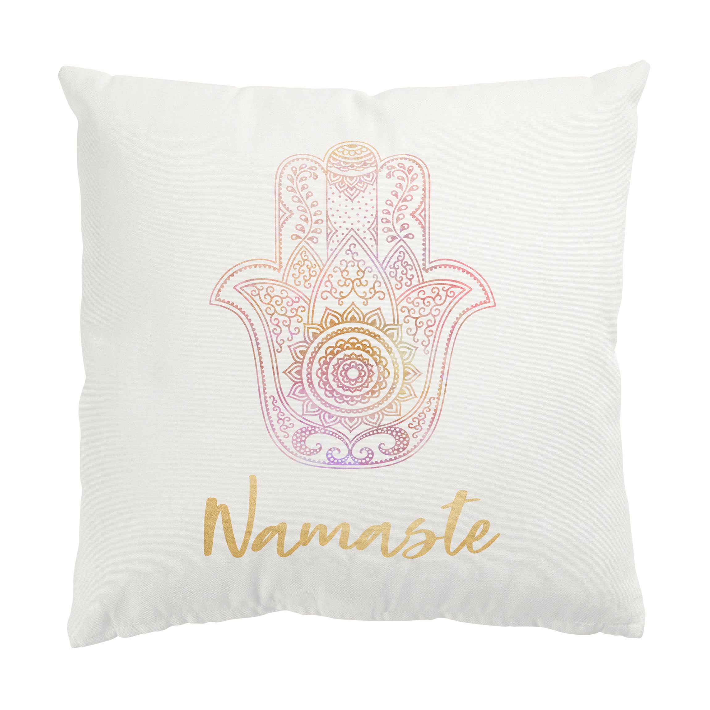 Dekokissen Hamsa Hand Illustration Namaste gold rosa