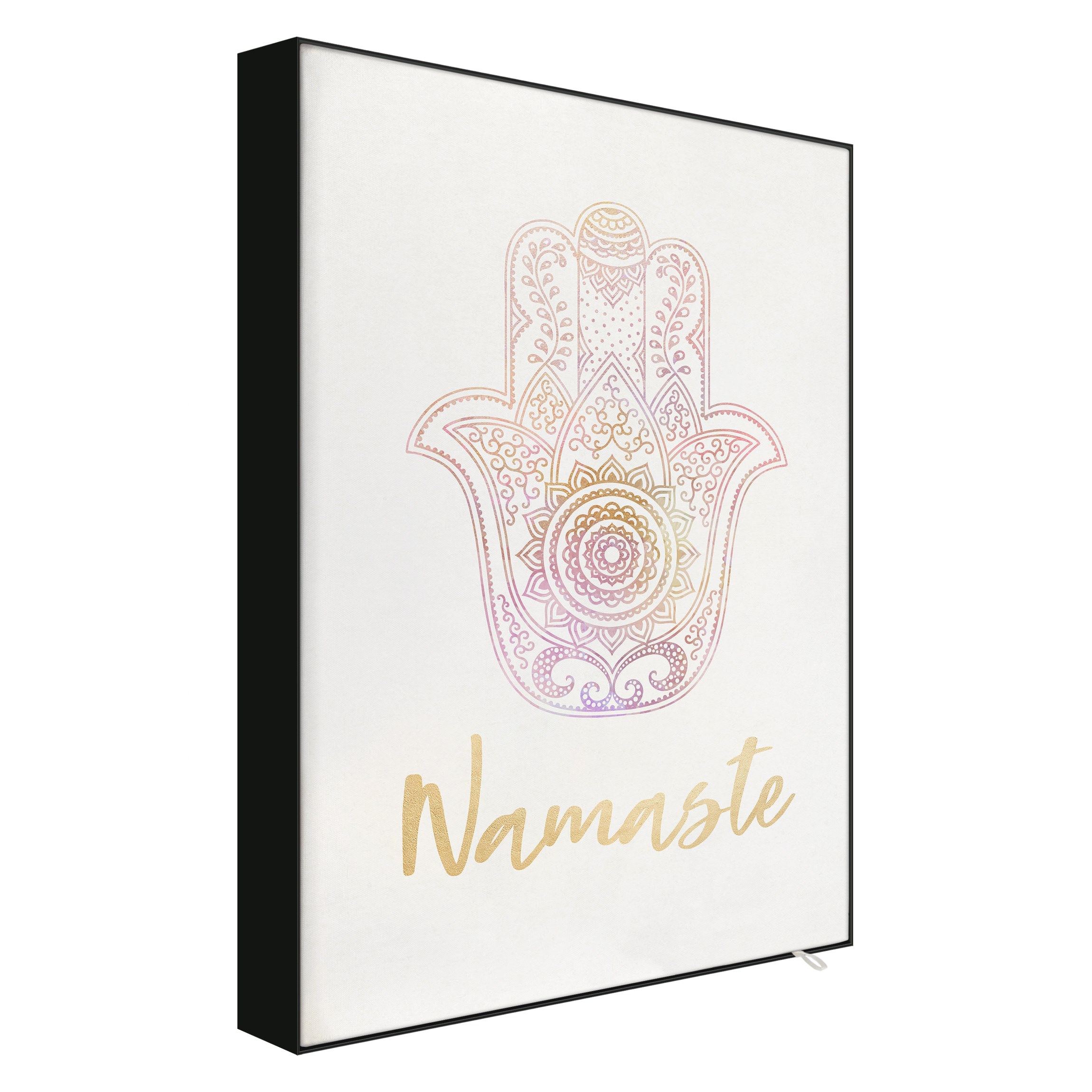 Wechselbild Hamsa Hand Illustration Namaste gold rosa