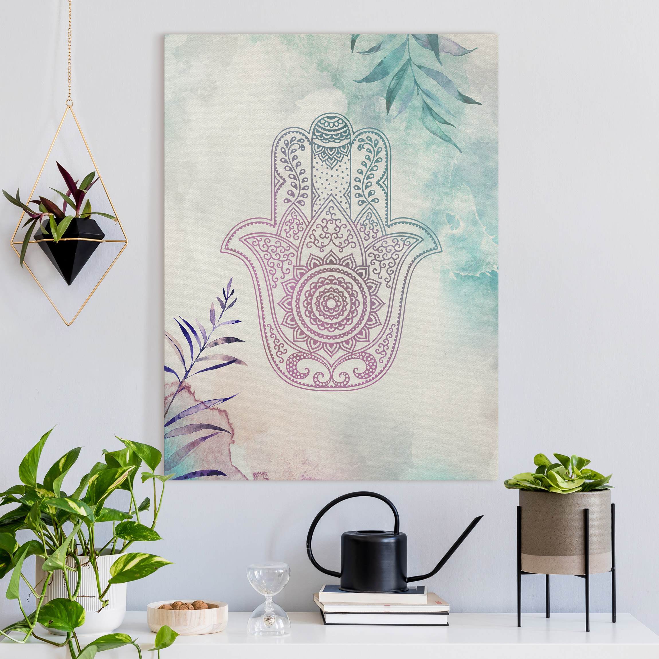 Leinwandbild Hand der Fatima Aquarell