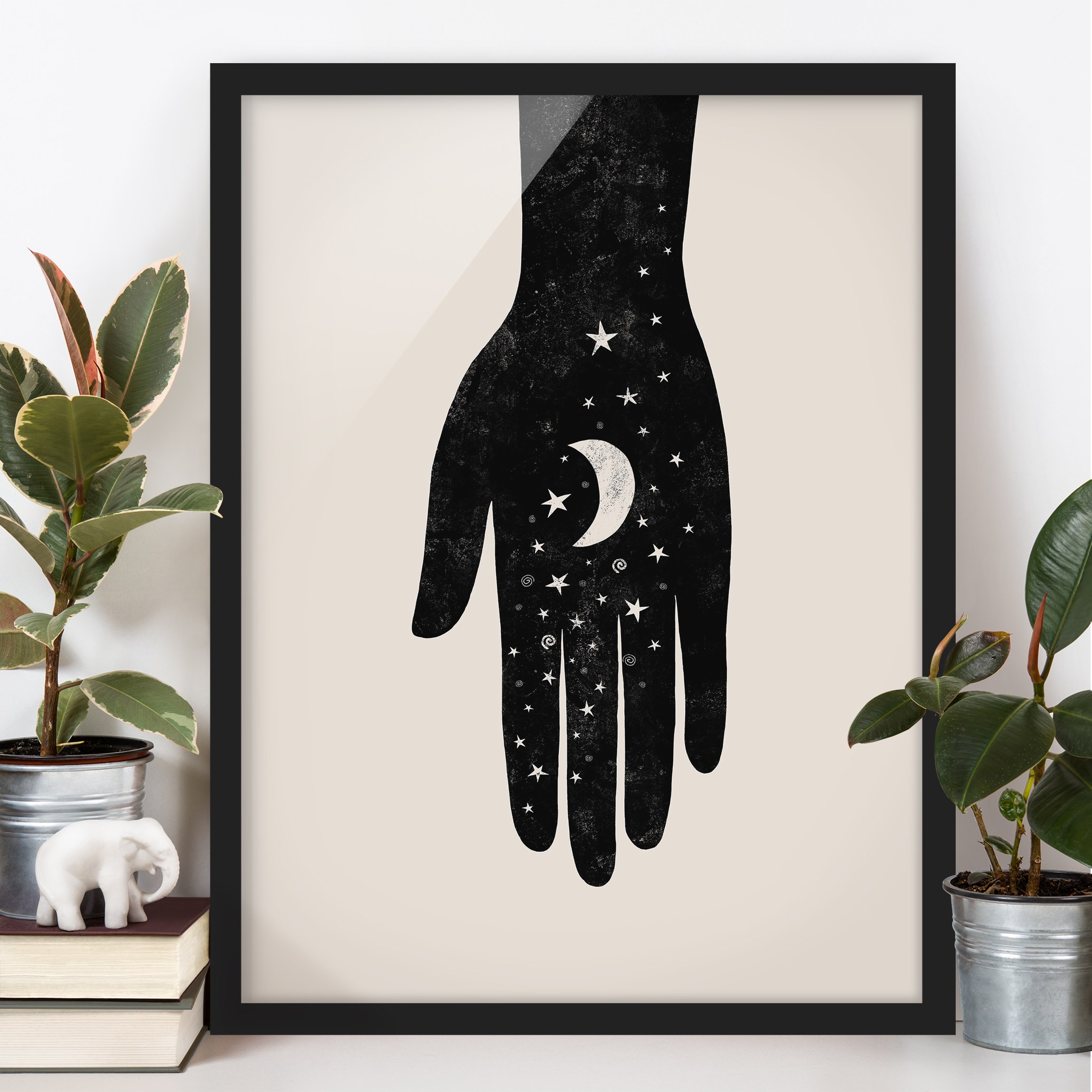 Bild mit Rahmen Hand mit Mond
