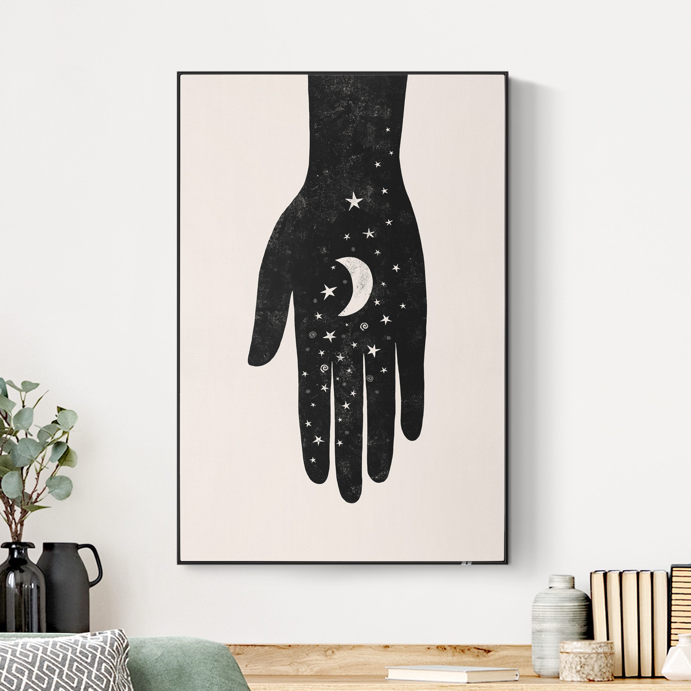 Akustik-Wechselbild Hand mit Mond