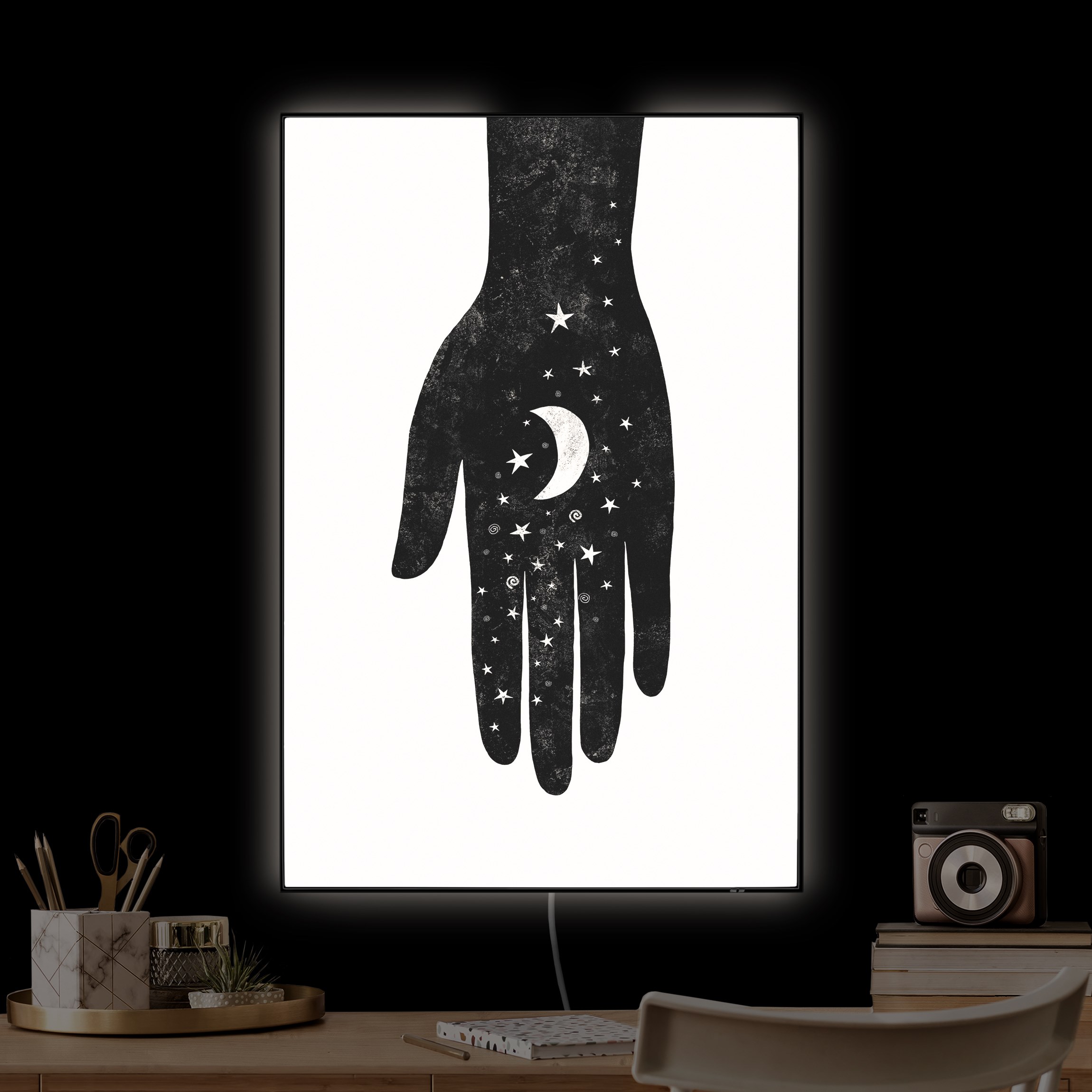 LED-Wechselbild Hand mit Mond